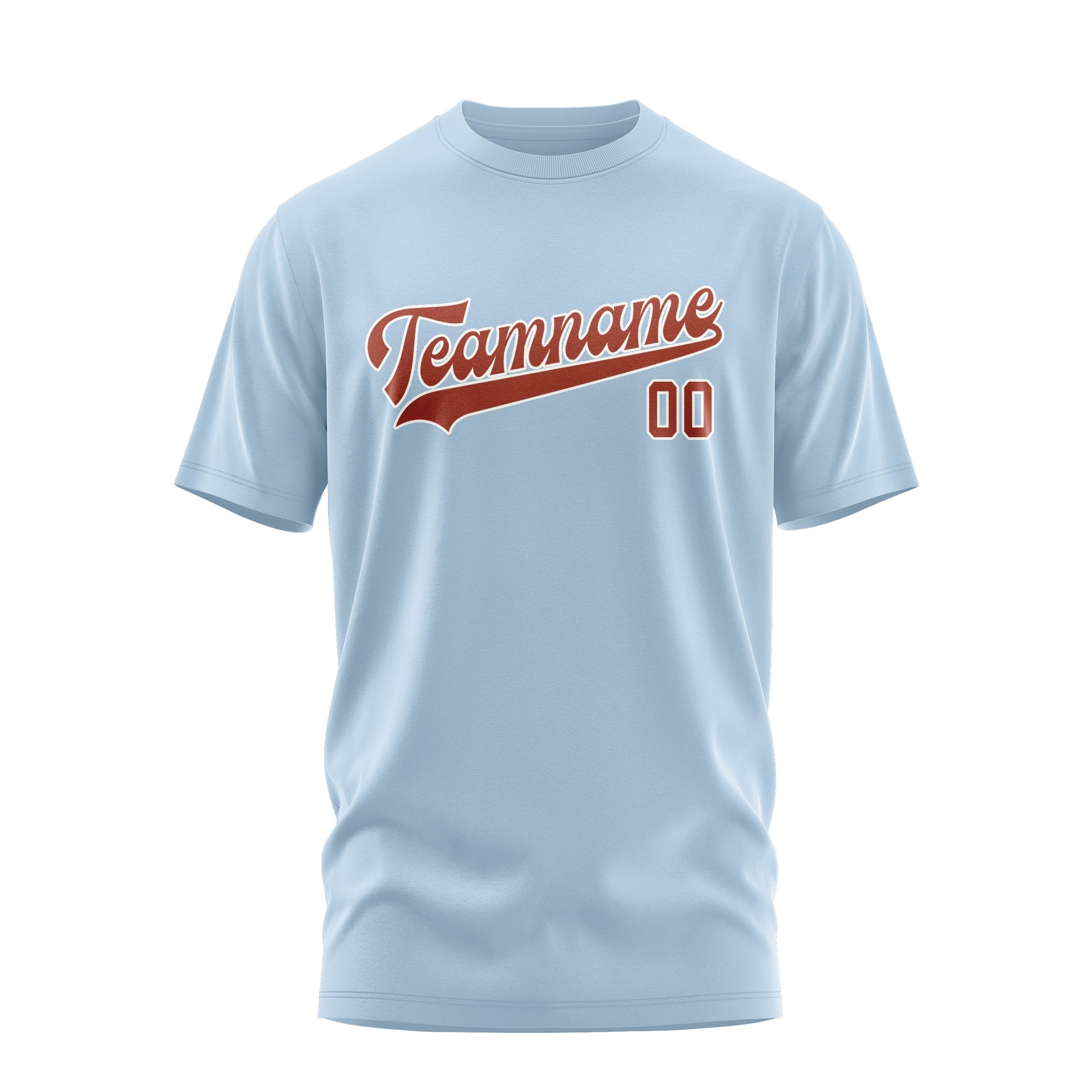 Custom Light Blue Coral Red T-Shirt