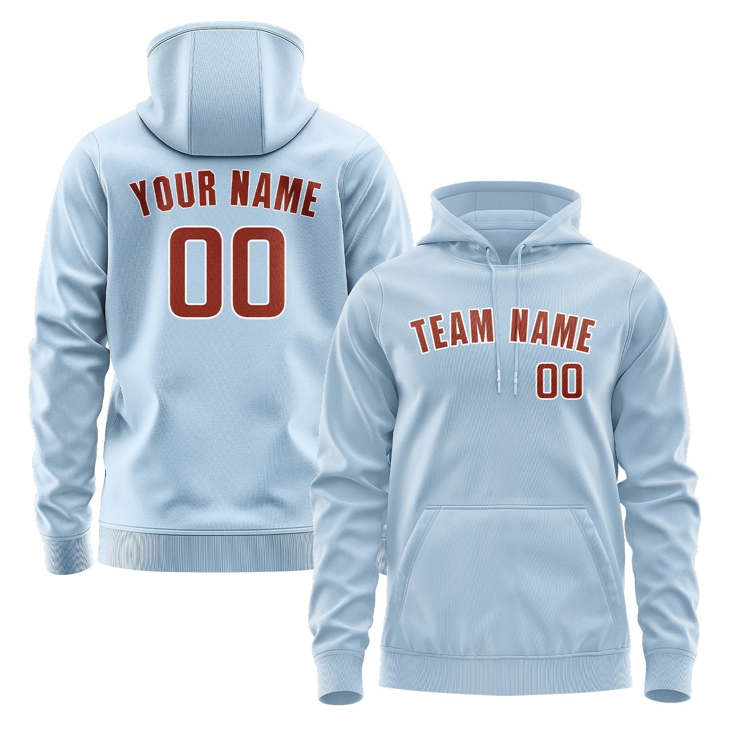 Custom Light Blue Coral Red Hoodie