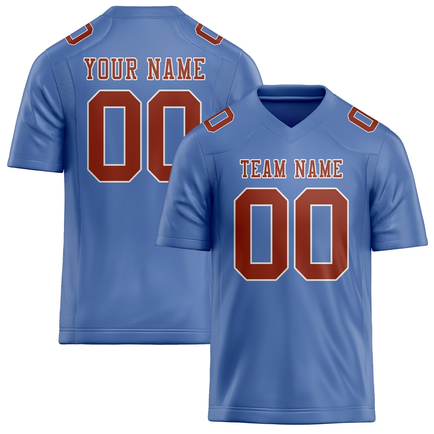 Custom Light Blue Coral Red Football Jersey
