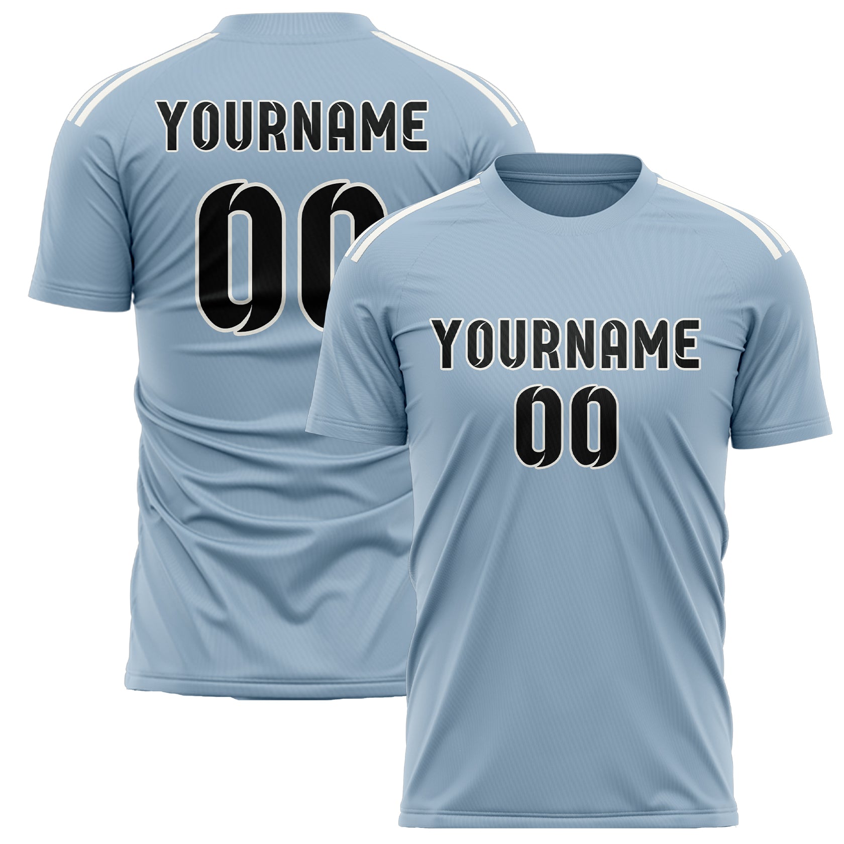 Custom Light Blue Black Soccer Jersey