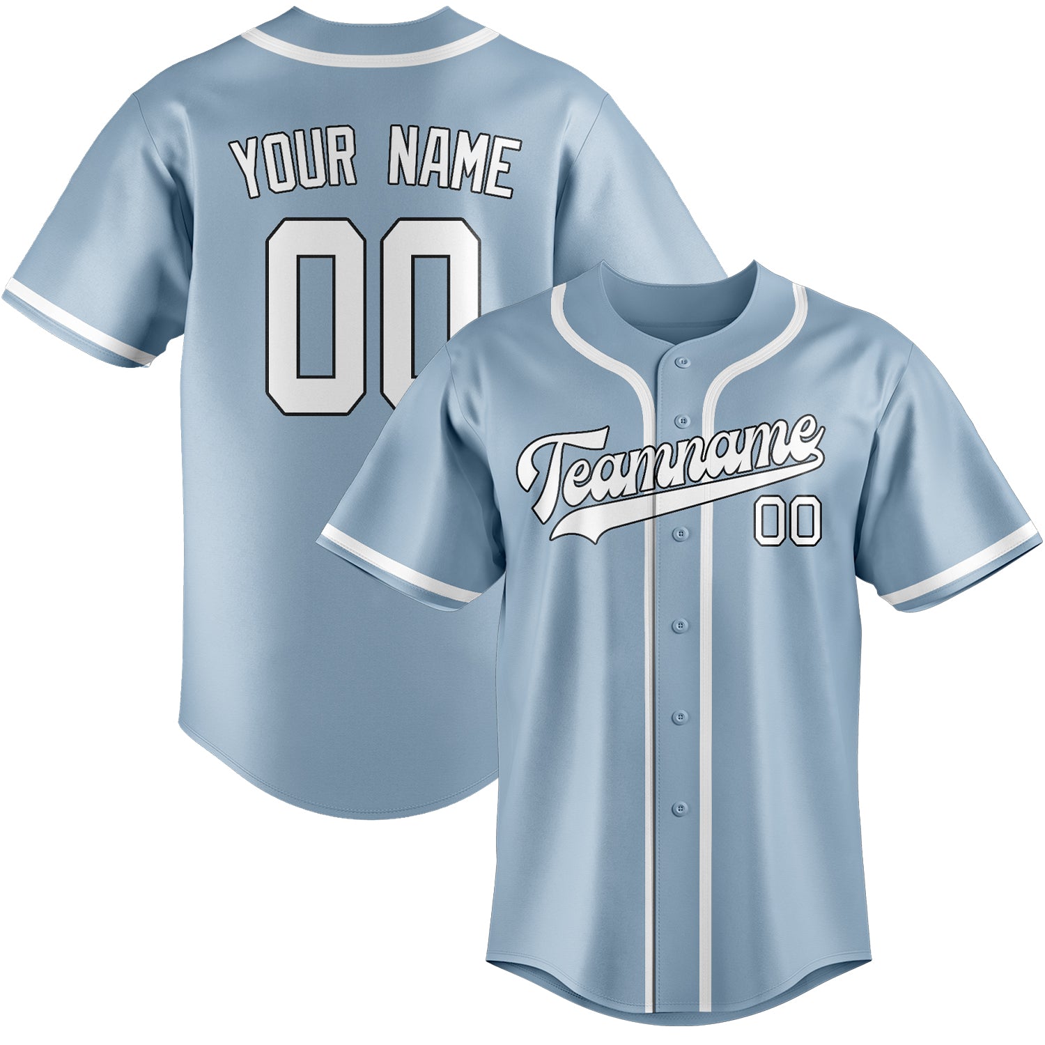 Custom Light Blue White Baseball Jersey
