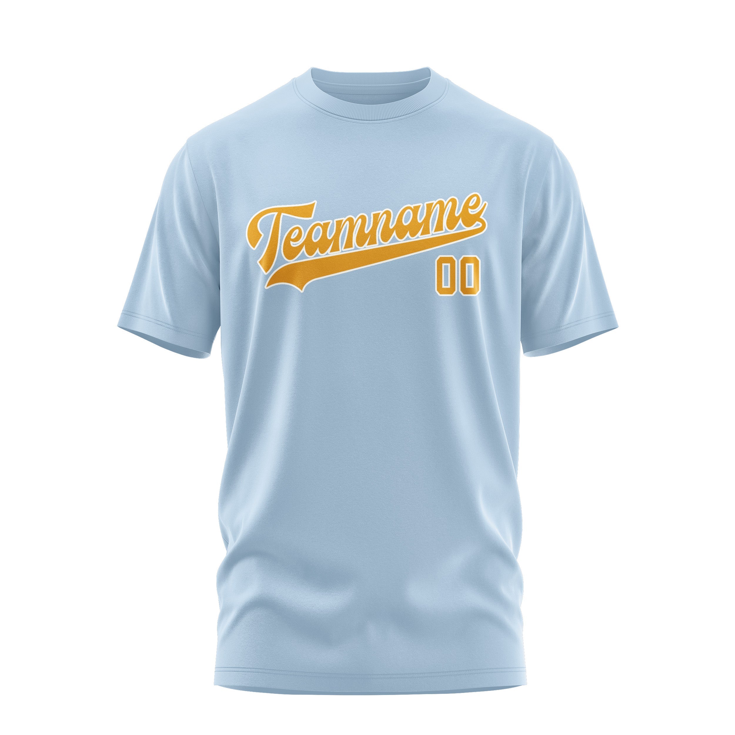 Custom Light Blue Yellow T-Shirt