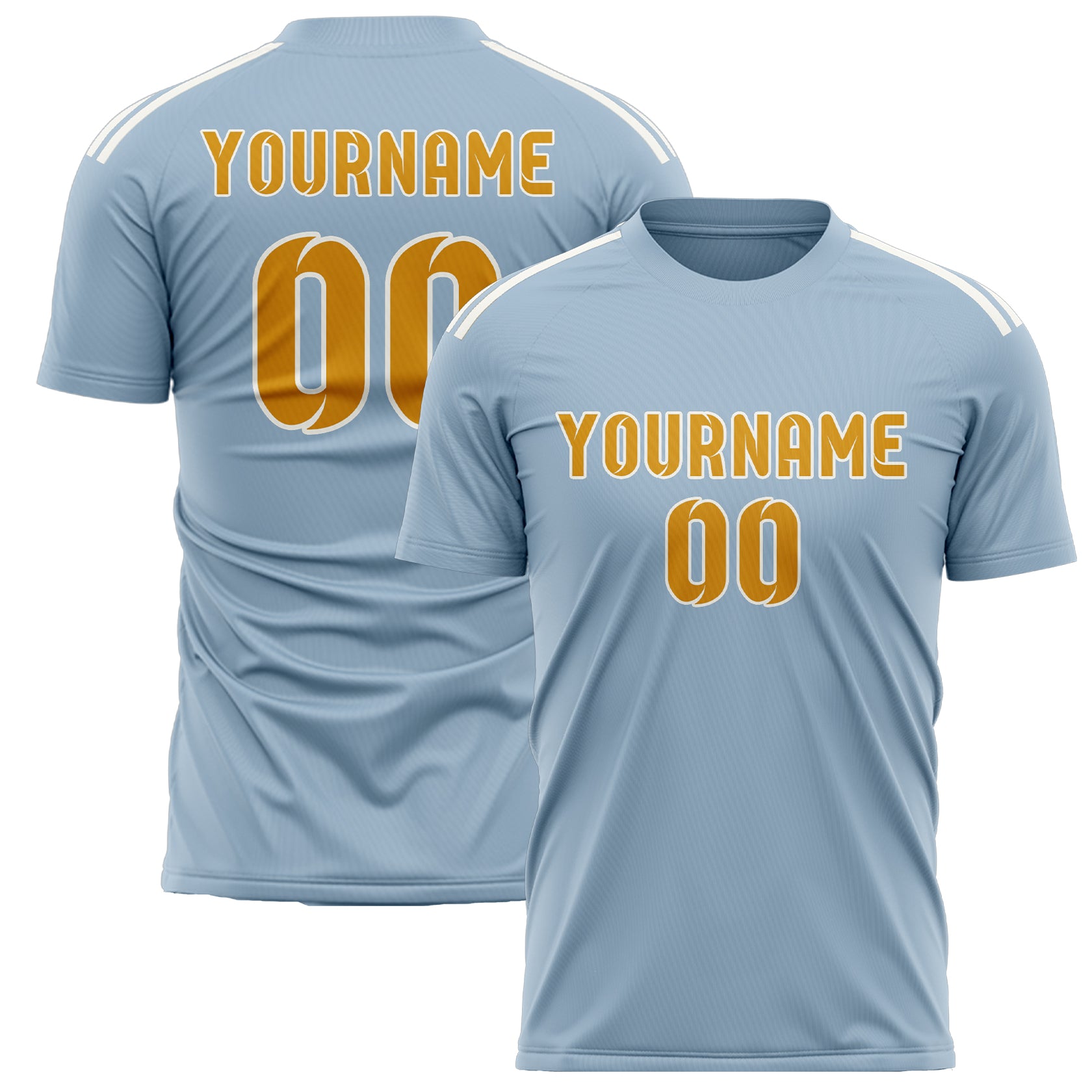 Custom Light Blue Yellow Soccer Jersey