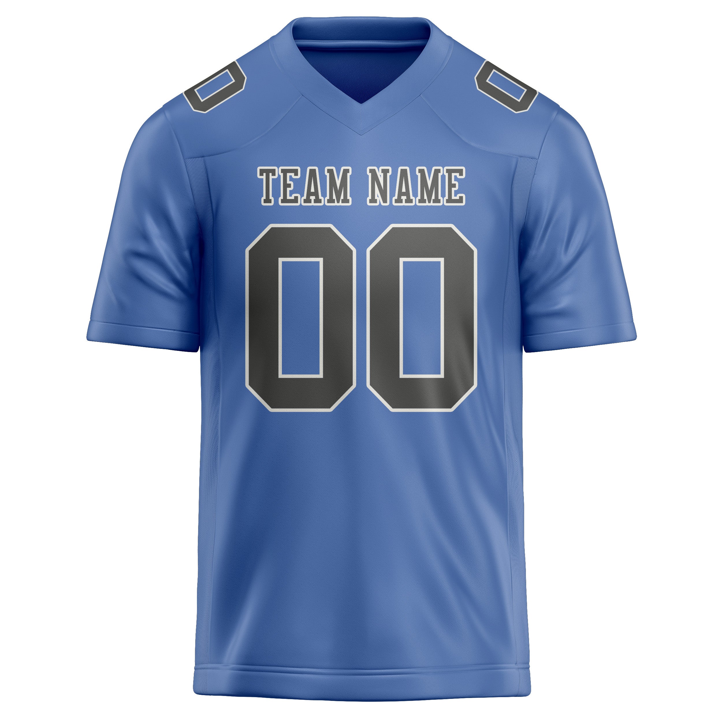 Custom Light Blue Dark Grey Football Jersey