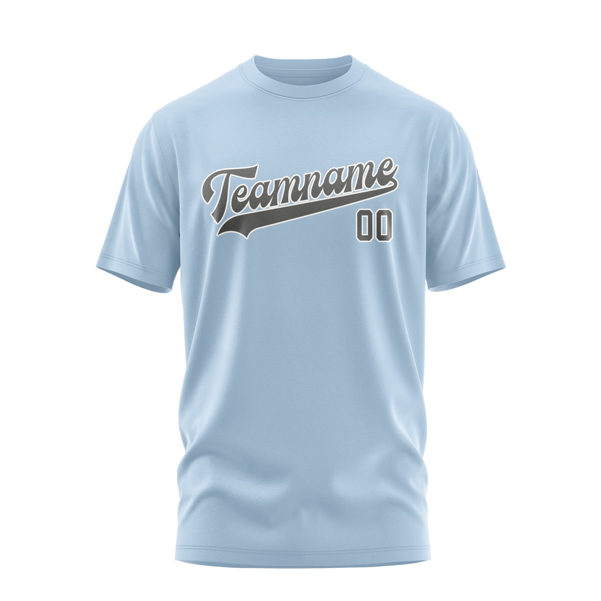 Custom Light Blue Dark Grey T-Shirt
