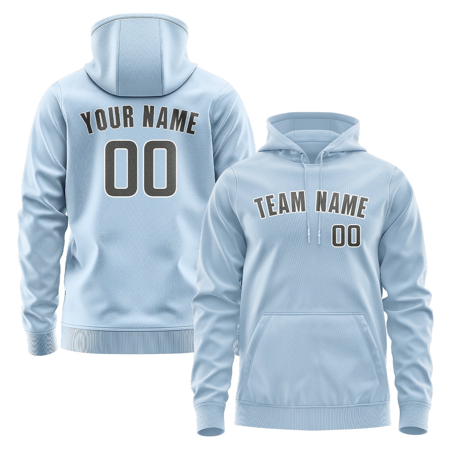 Custom Light Blue Dark Grey Hoodie