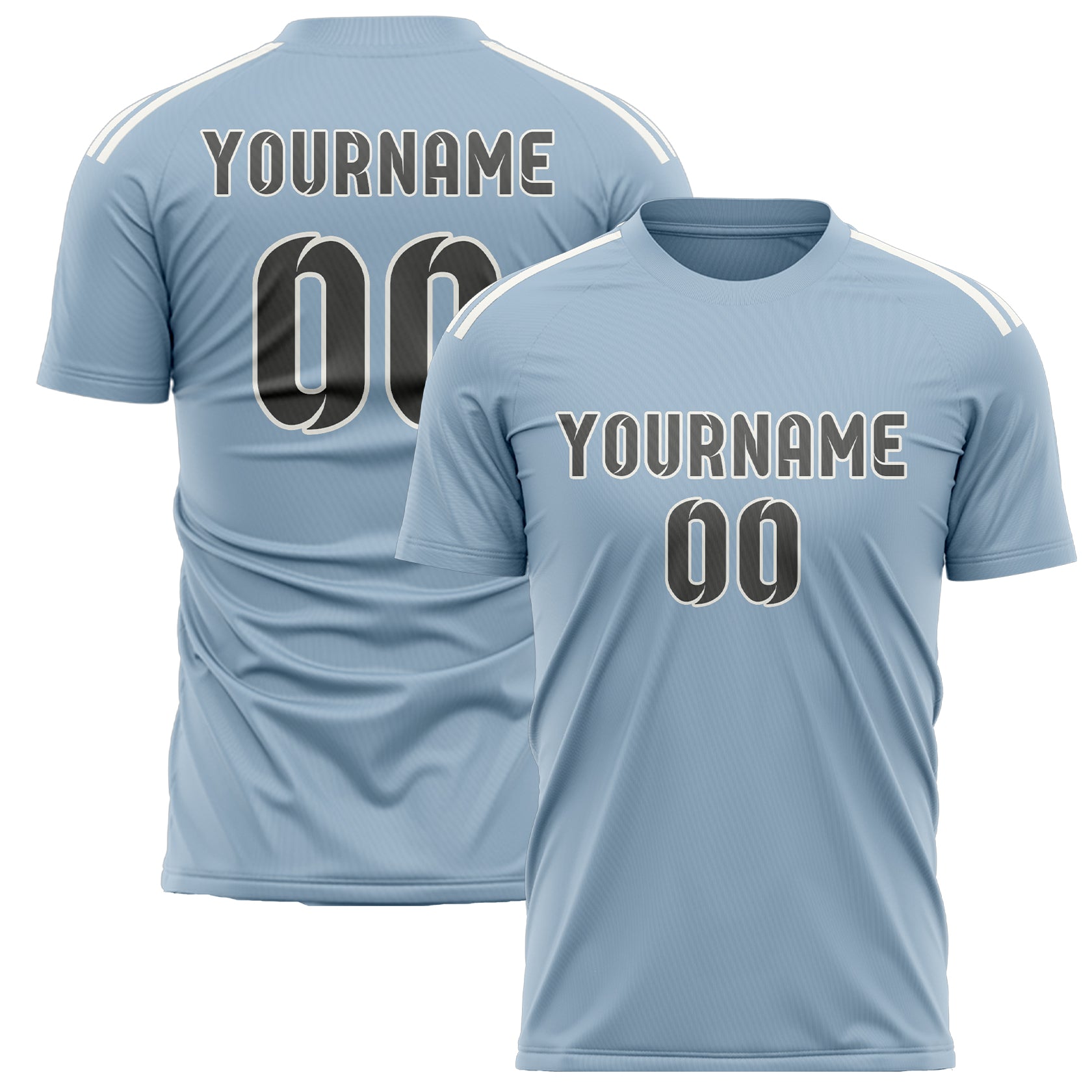 Custom Light Blue Dark Grey Soccer Jersey