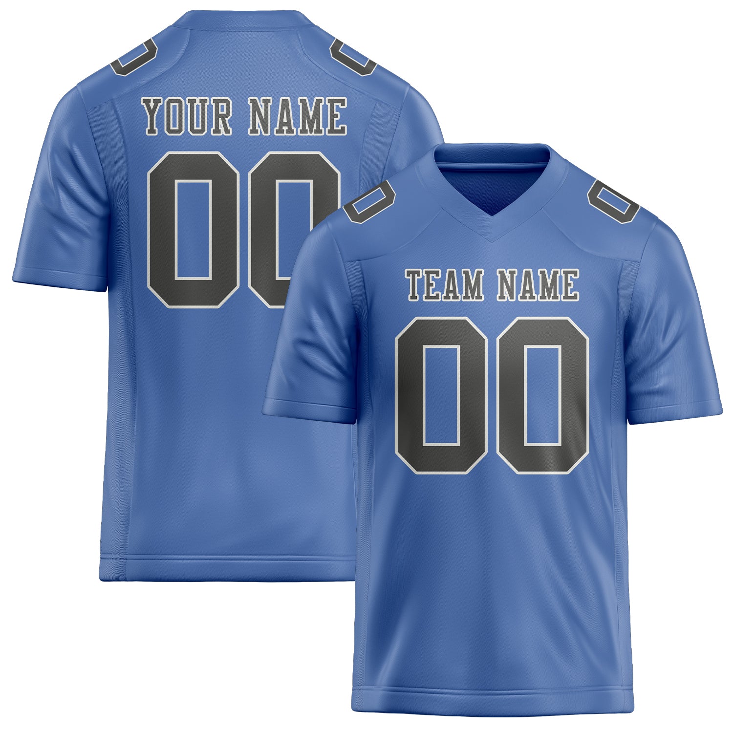Custom Light Blue Dark Grey Football Jersey