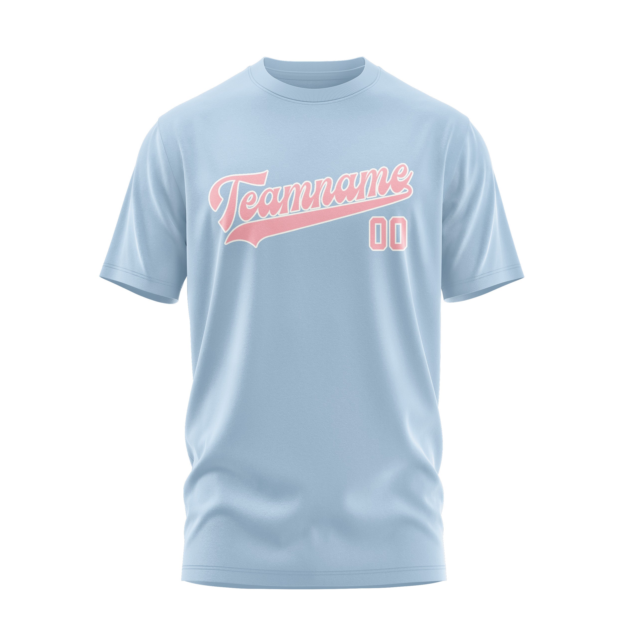 Custom Light Blue Light Pink T-Shirt