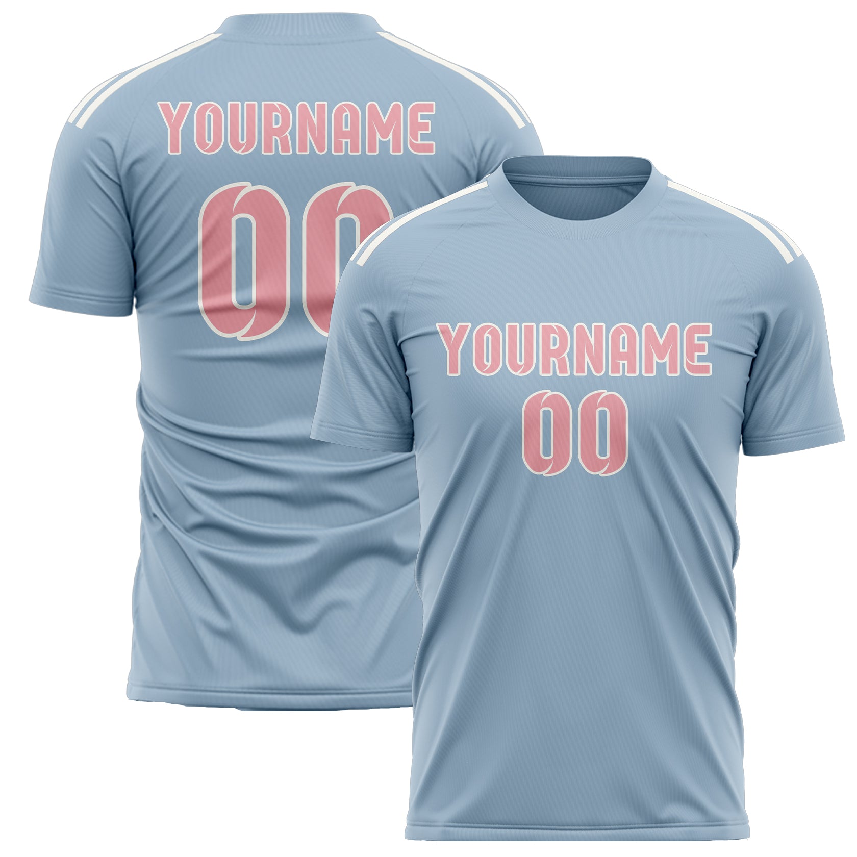 Custom Light Blue Light Pink Soccer Jersey