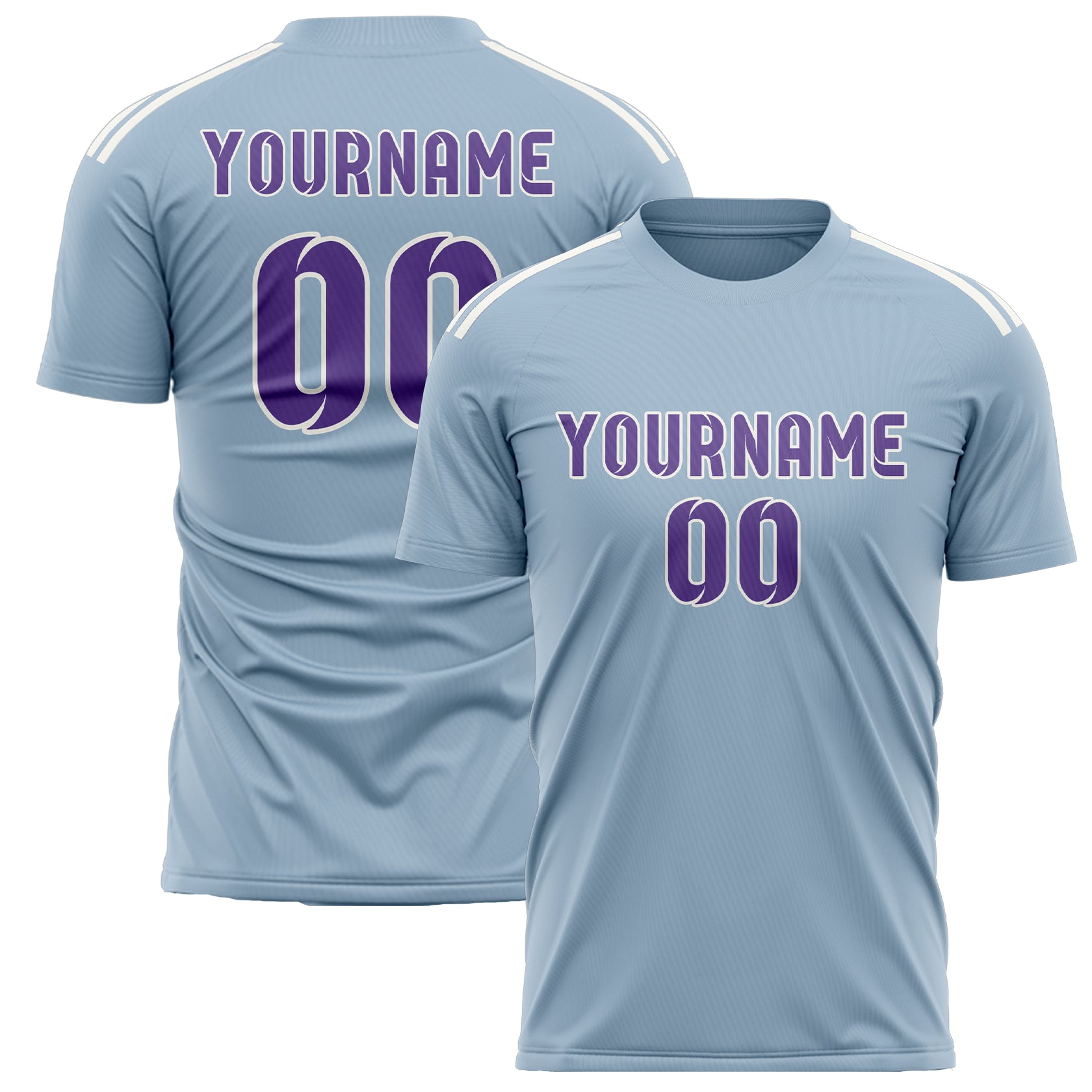 Custom Light Blue Light Purple Soccer Jersey