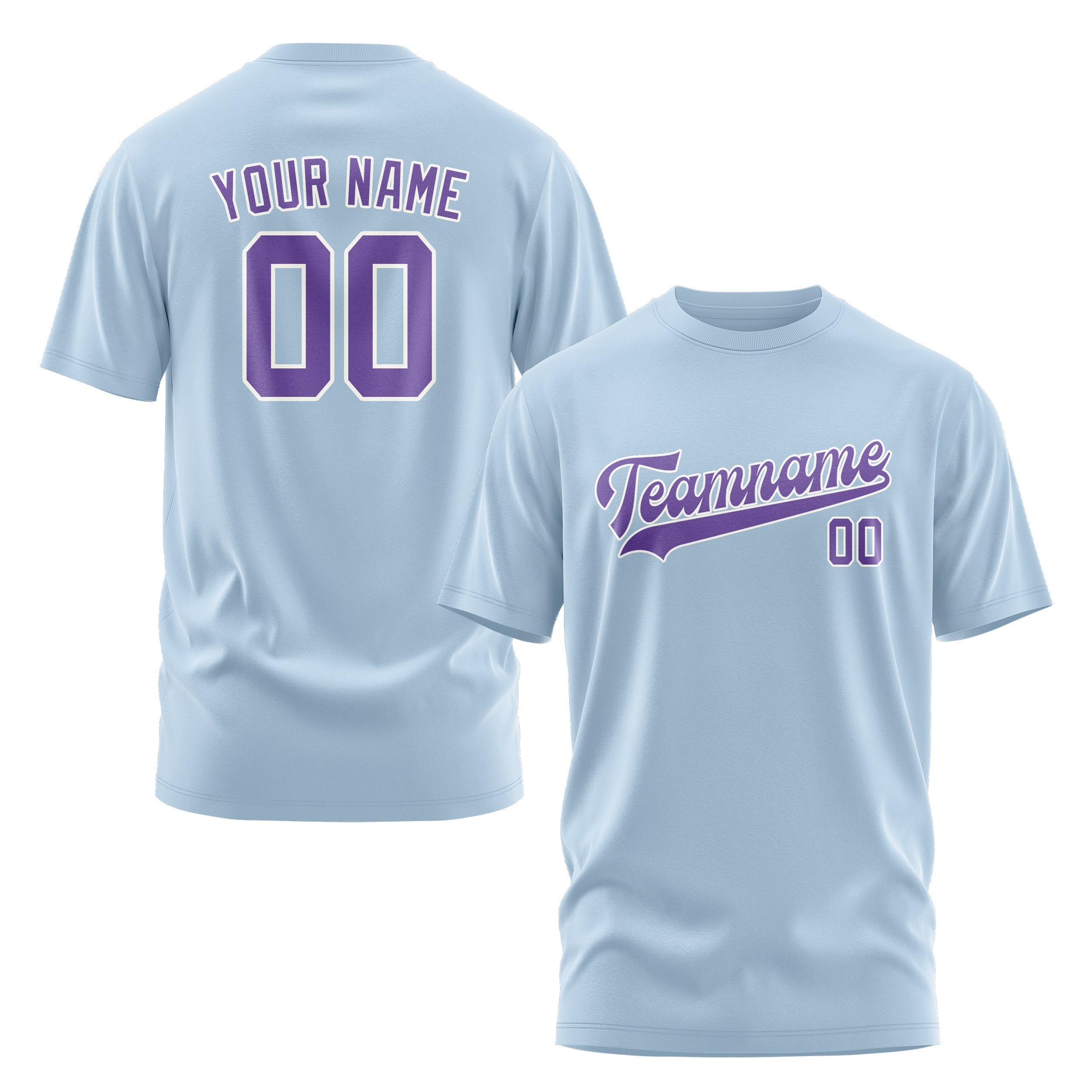 Custom Light Blue Light Purple T-Shirt