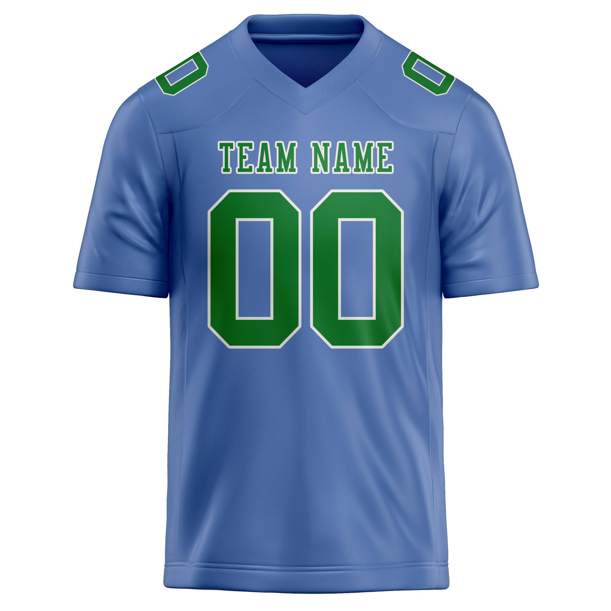 Custom Light Blue Emerald Green Football Jersey