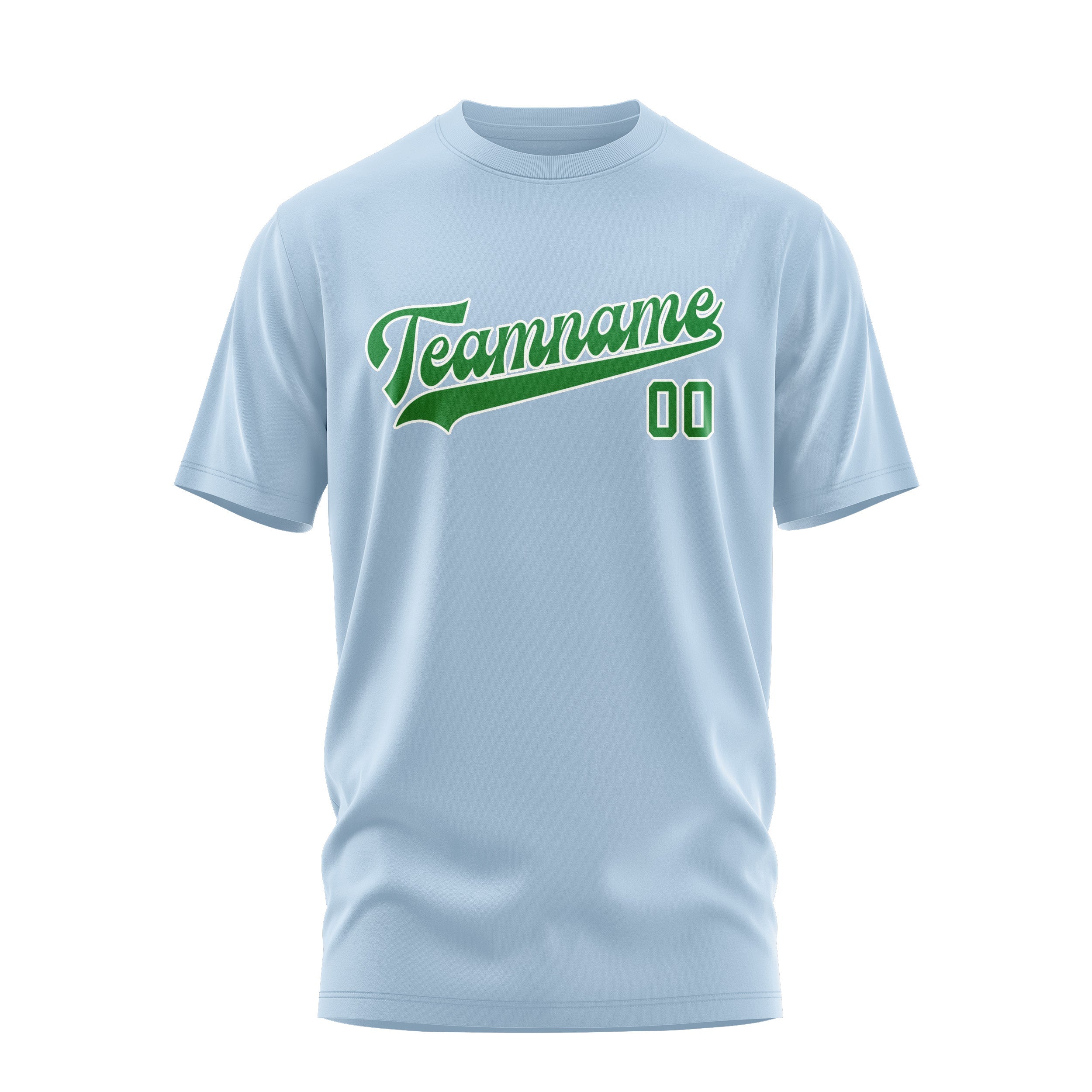 Custom Light Blue Emerald Green T-Shirt