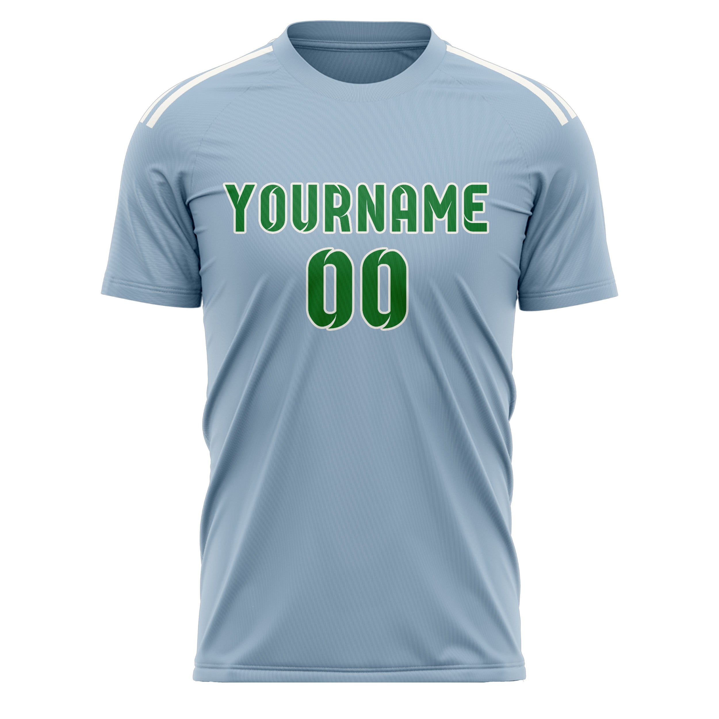 Custom Light Blue Emerald Green Soccer Jersey