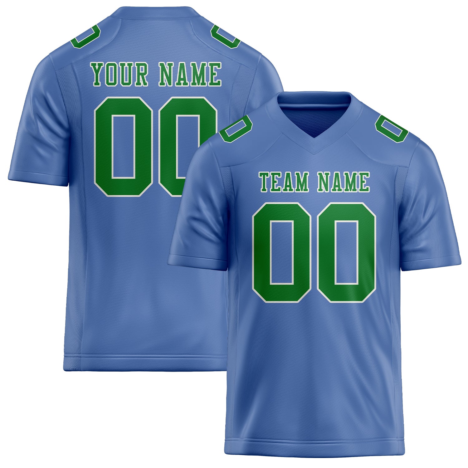 Custom Light Blue Emerald Green Football Jersey
