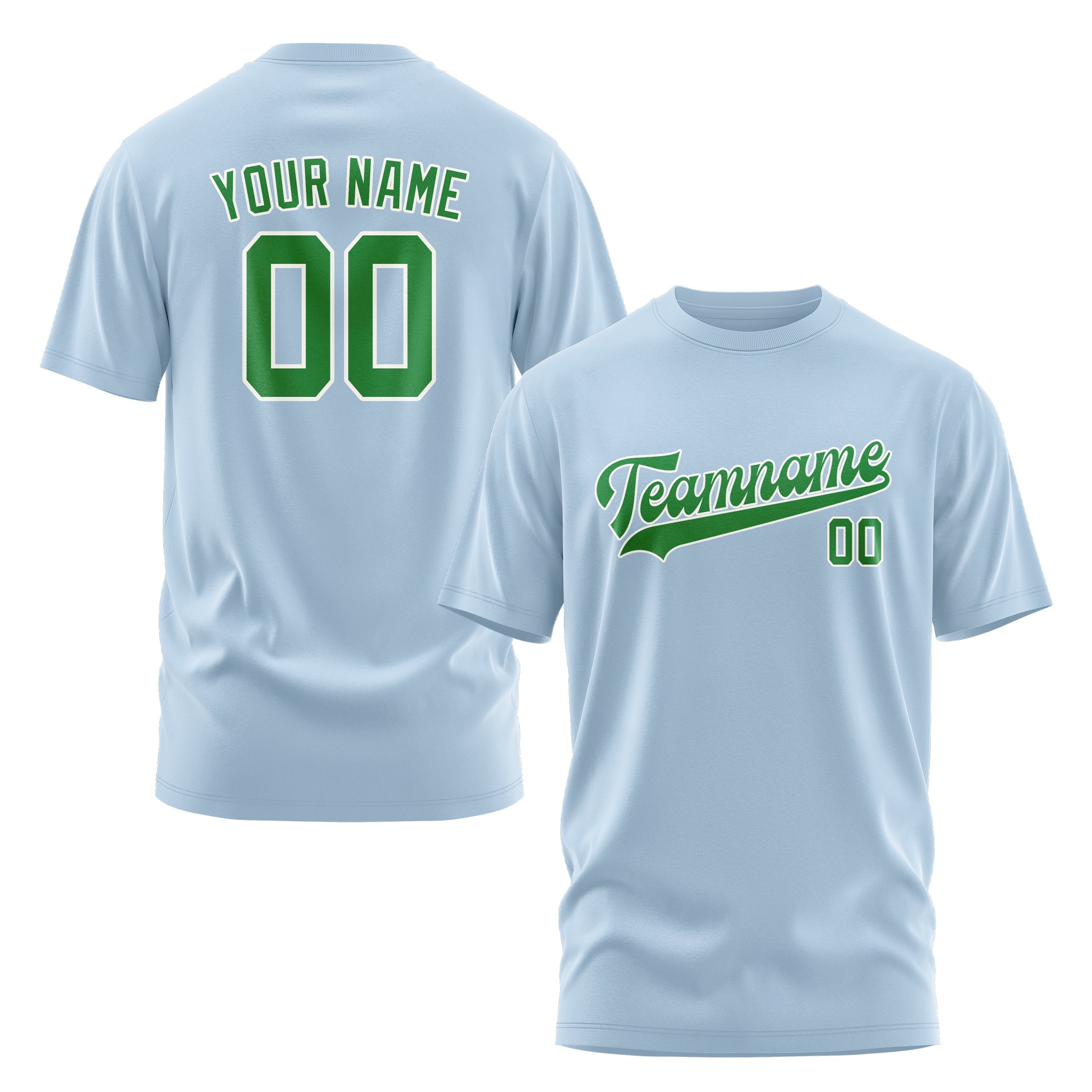 Custom Light Blue Emerald Green T-Shirt