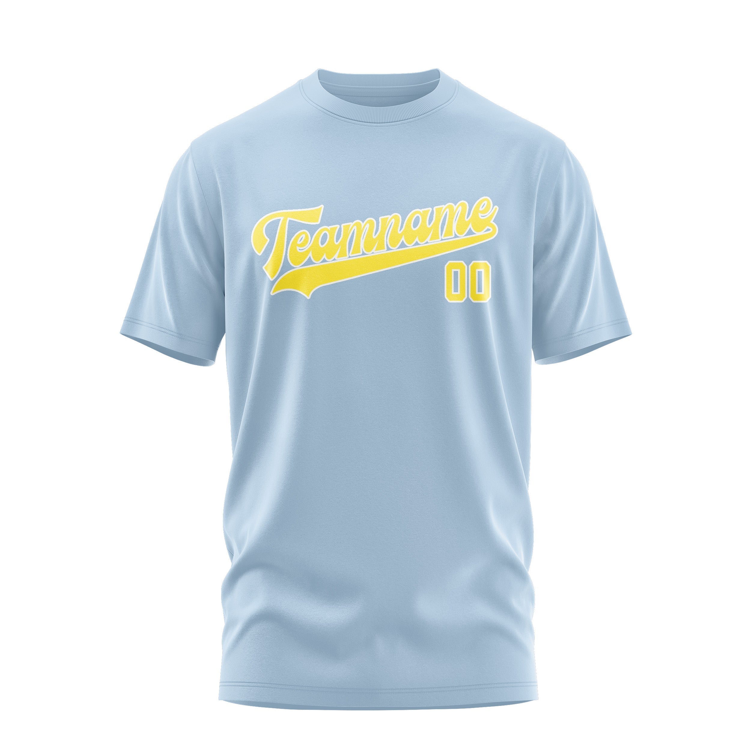 Custom Light Blue Light Yellow T-Shirt