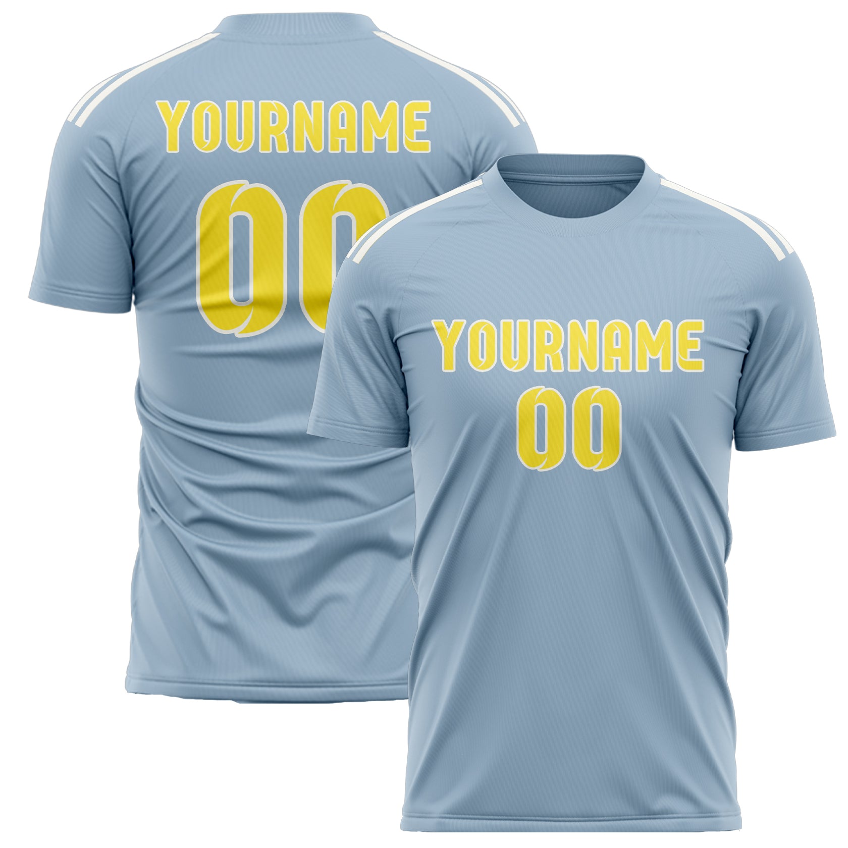 Custom Light Blue Light Yellow Soccer Jersey