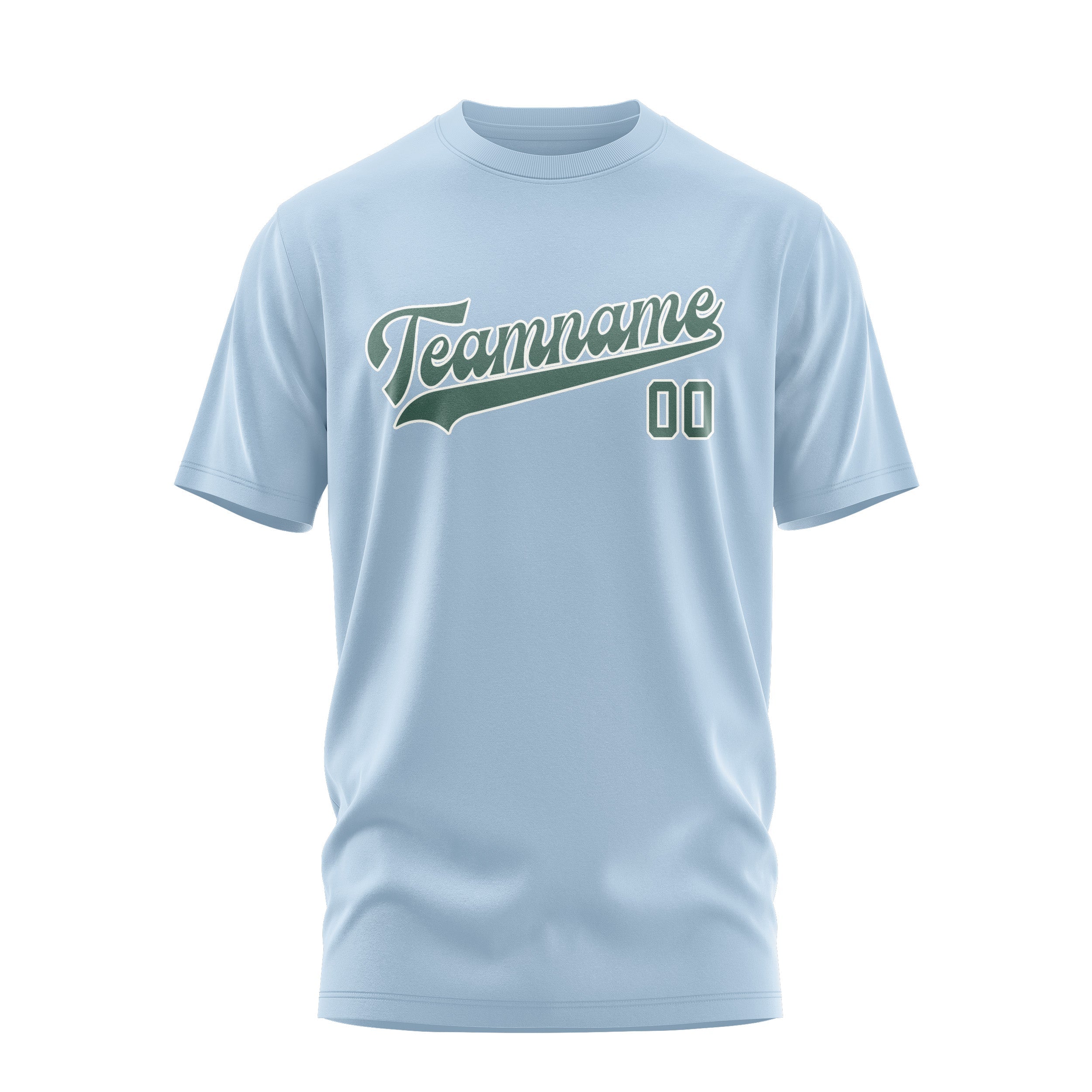 Custom Light Blue Blue Green T-Shirt