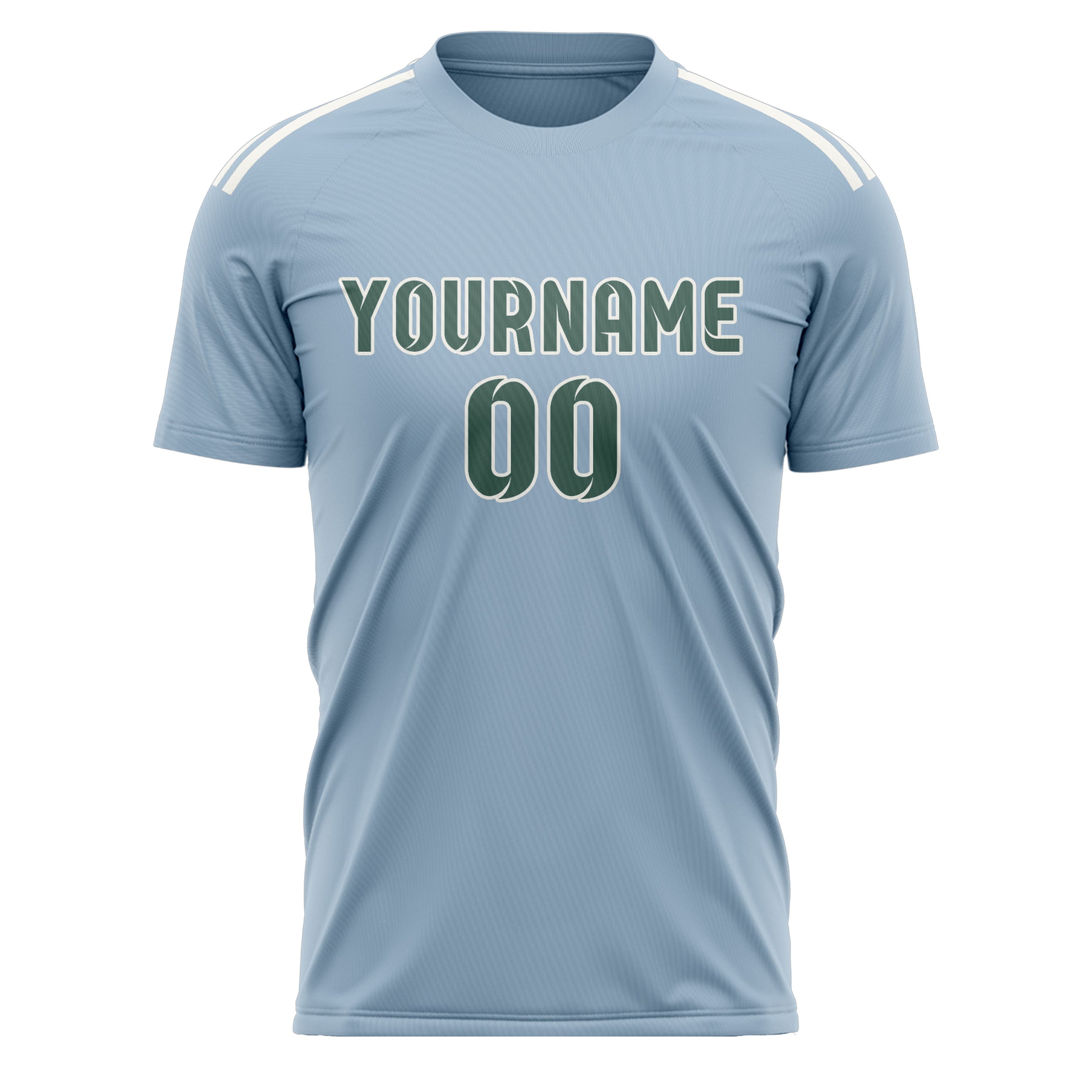 Custom Light Blue Blue Green Soccer Jersey