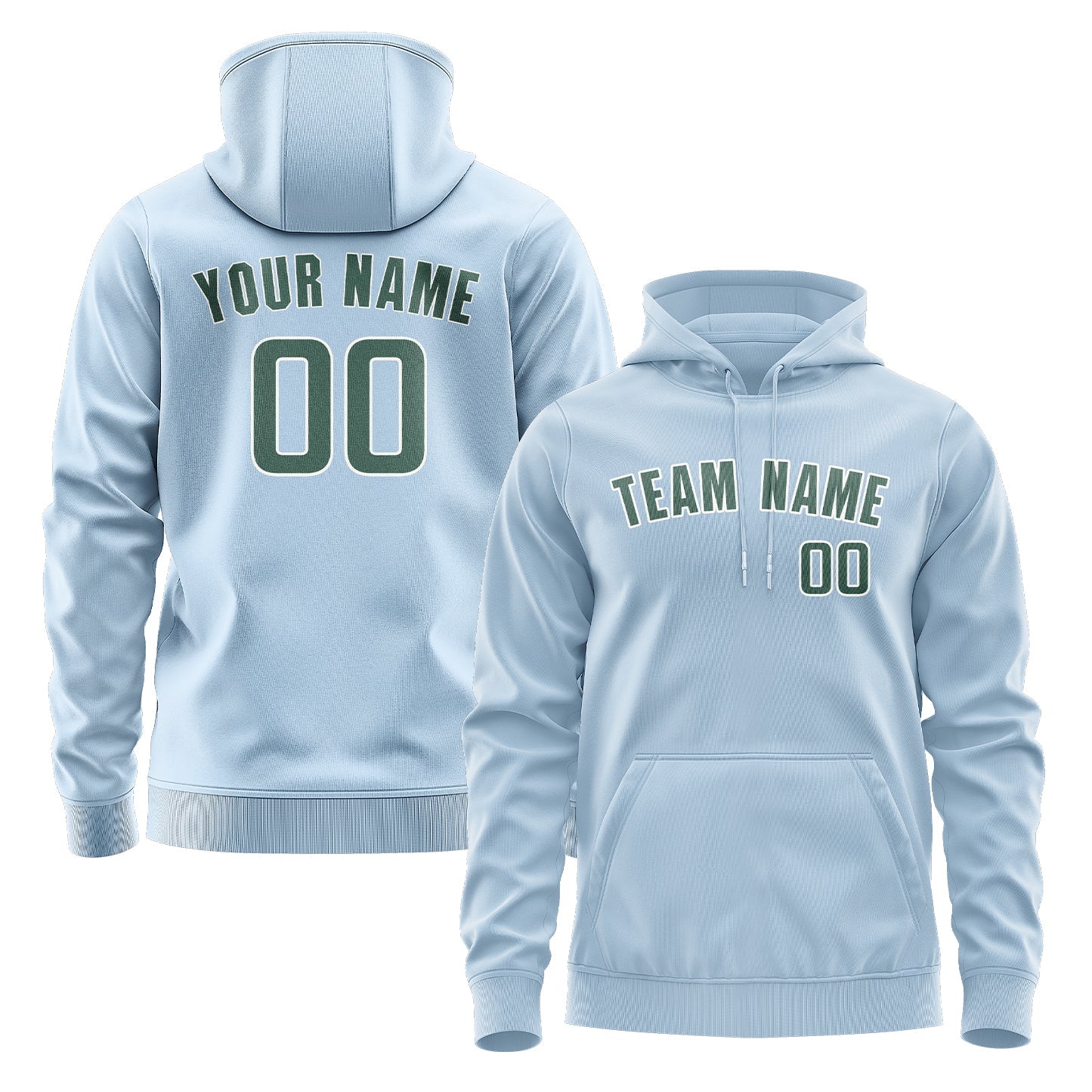 Custom Light Blue Blue Green Hoodie