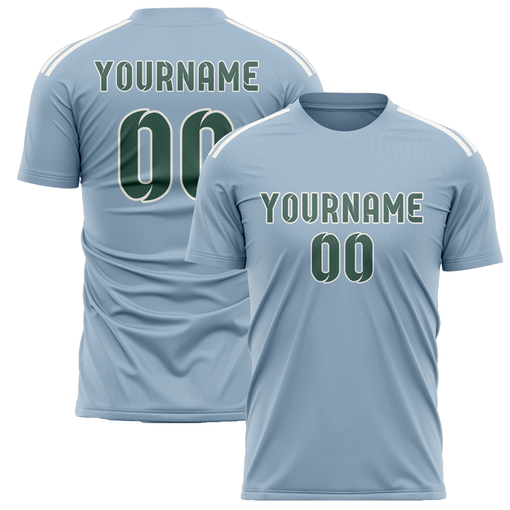 Custom Light Blue Blue Green Soccer Jersey