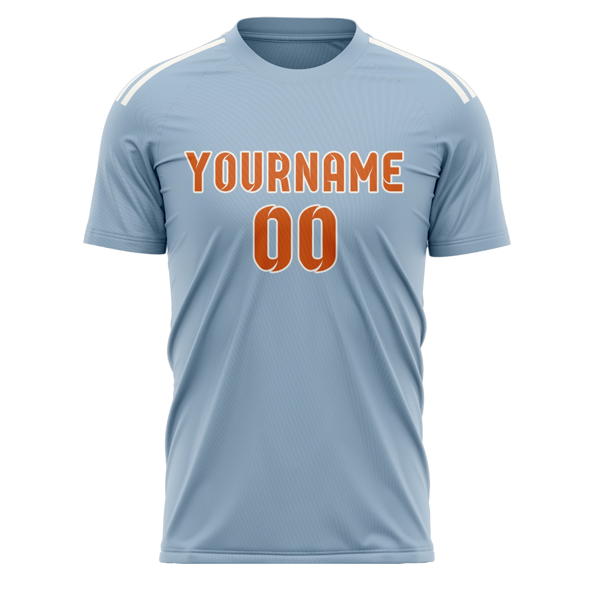 Custom Light Blue Orange Soccer Jersey