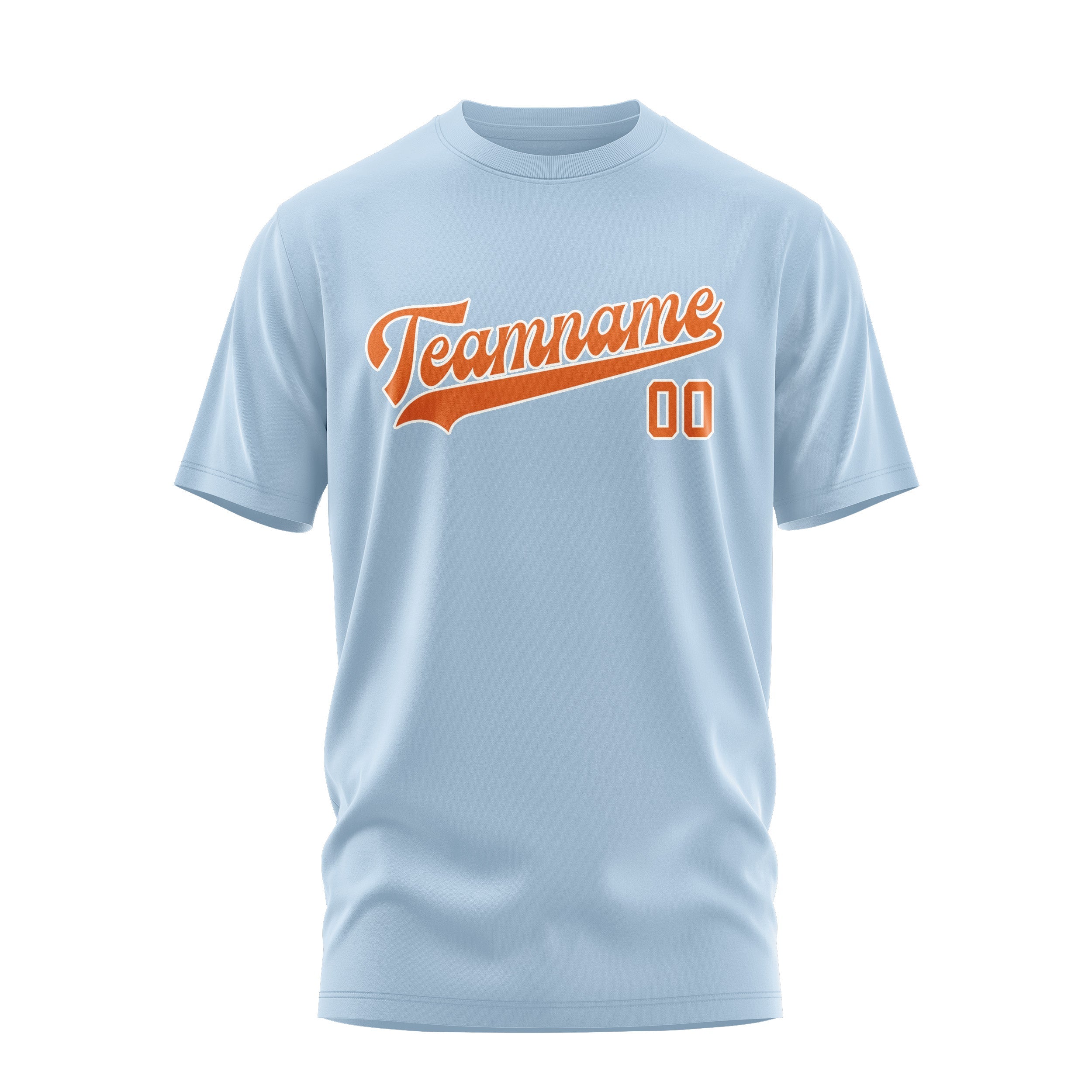Custom Light Blue Orange T-Shirt