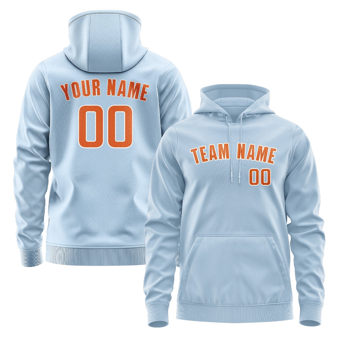 Custom Light Blue Orange Hoodie