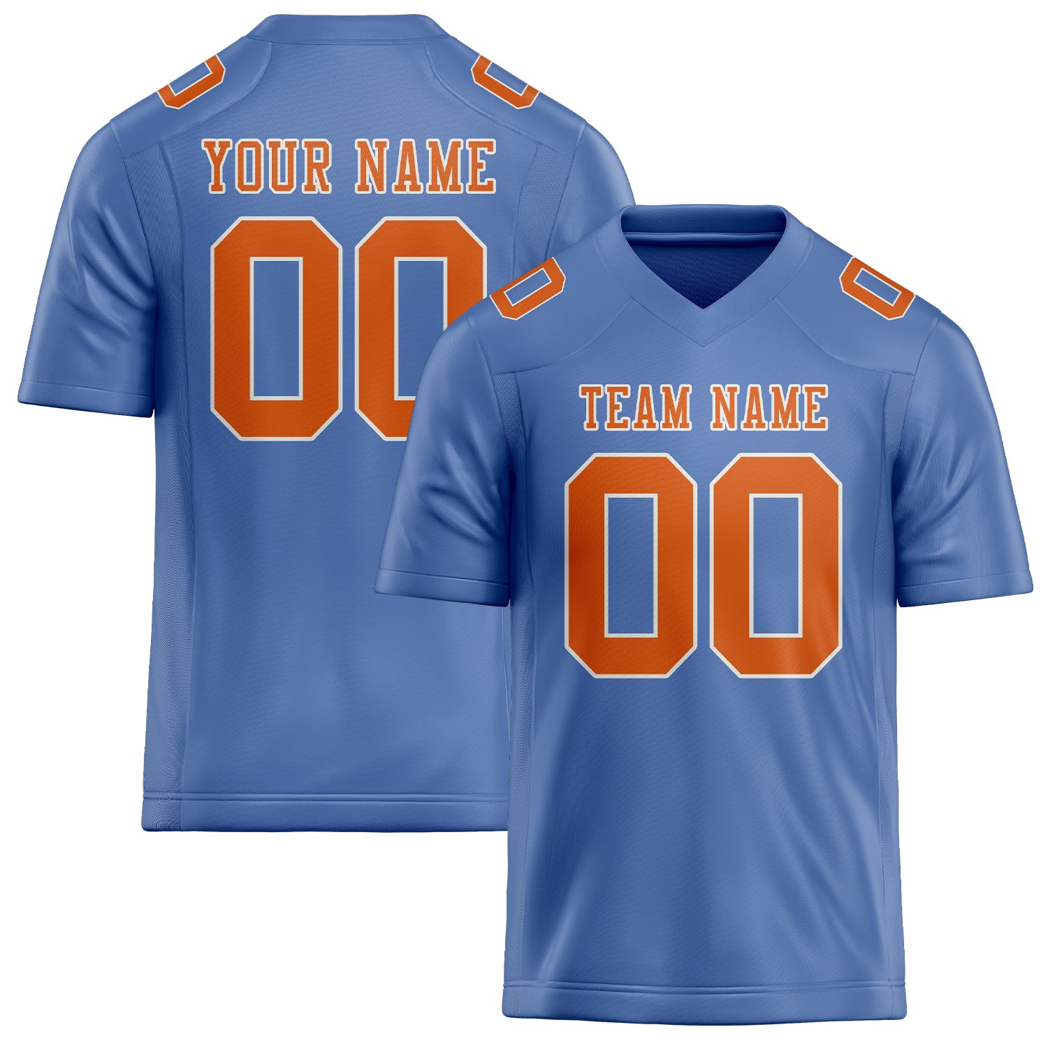 Custom Light Blue Orange Football Jersey