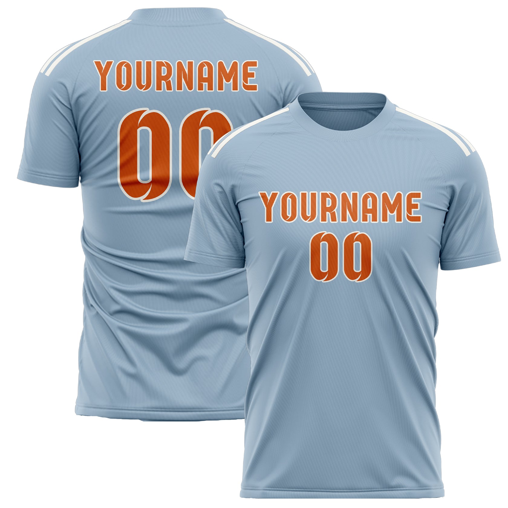 Custom Light Blue Orange Soccer Jersey