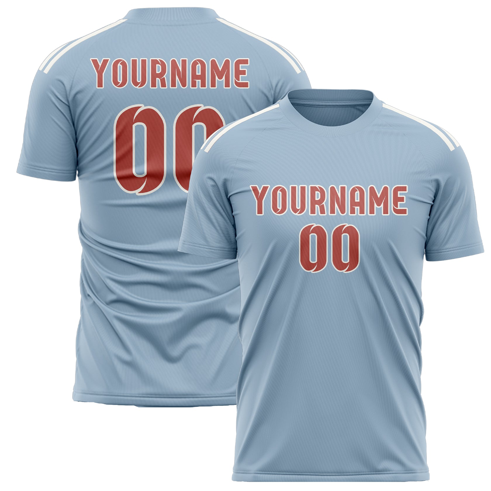 Custom Light Blue Copper Rose Soccer Jersey
