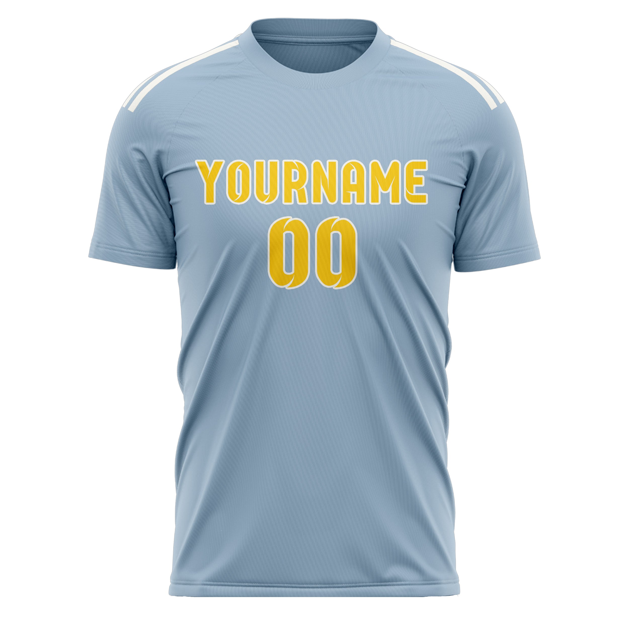 Custom Light Blue Gold Soccer Jersey