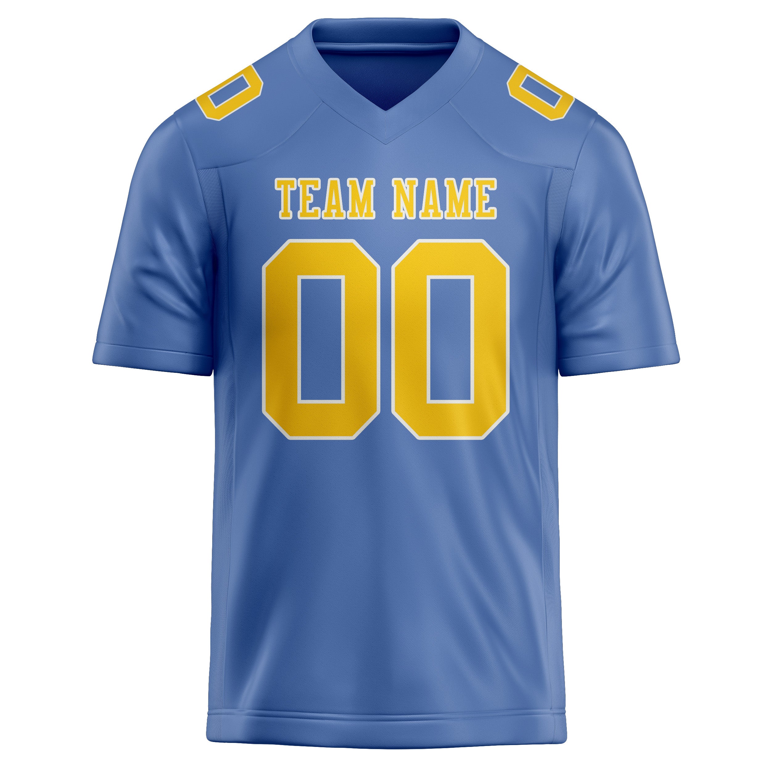 Custom Light Blue Gold Football Jersey