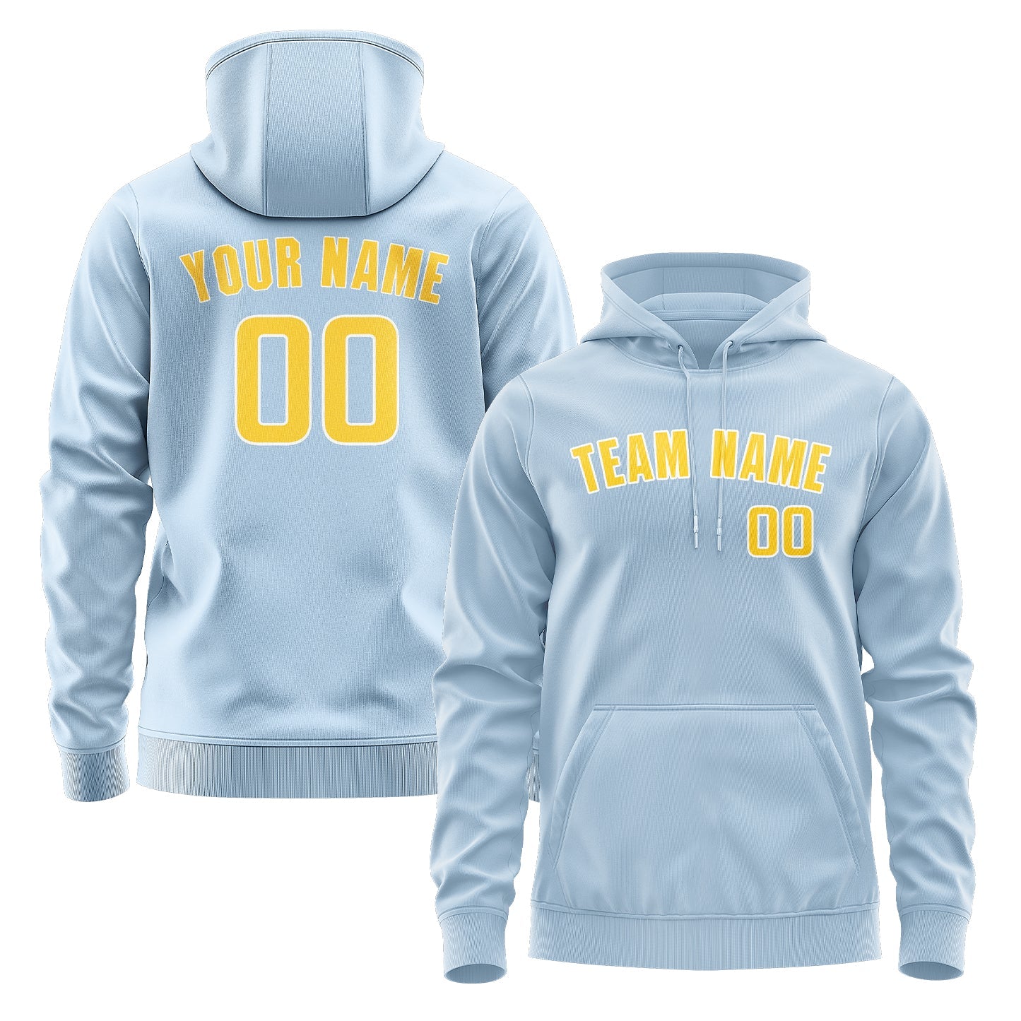 Custom Light Blue Gold Hoodie