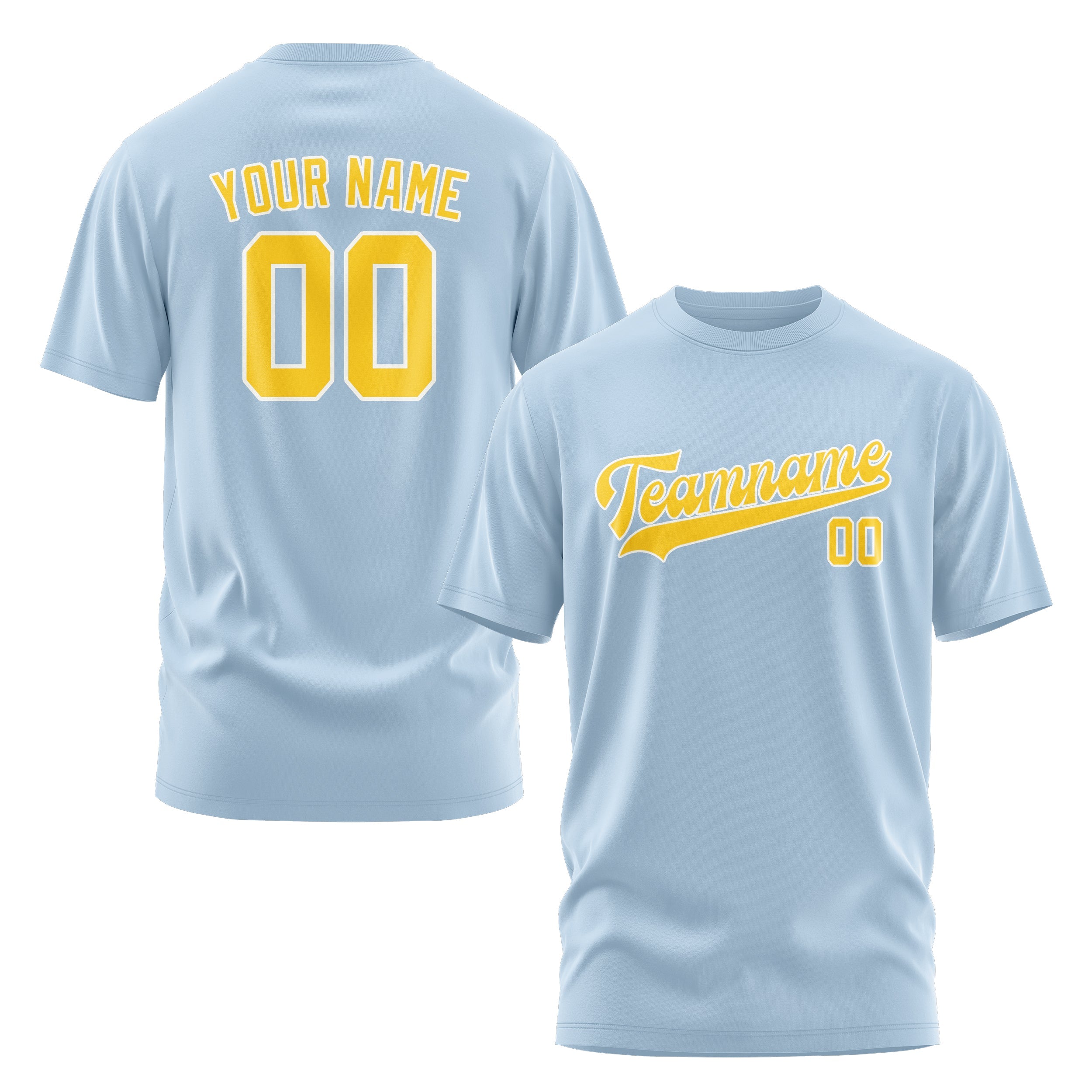Custom Light Blue Gold T-Shirt