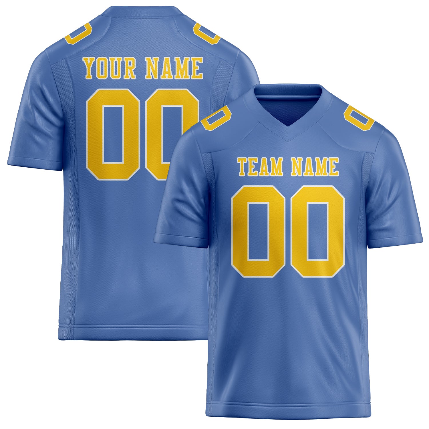 Custom Light Blue Gold Football Jersey