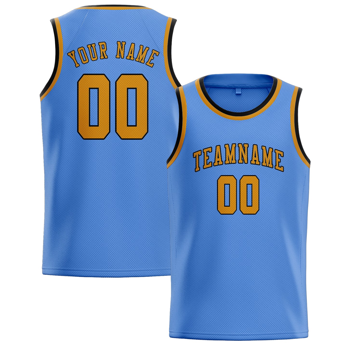 Custom Light Blue Yellow Basketball Jersey