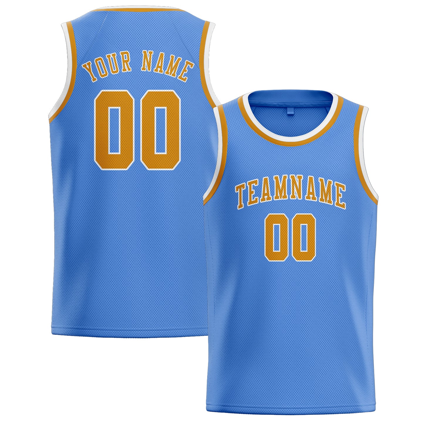 Custom Light Blue Yellow Basketball Jersey