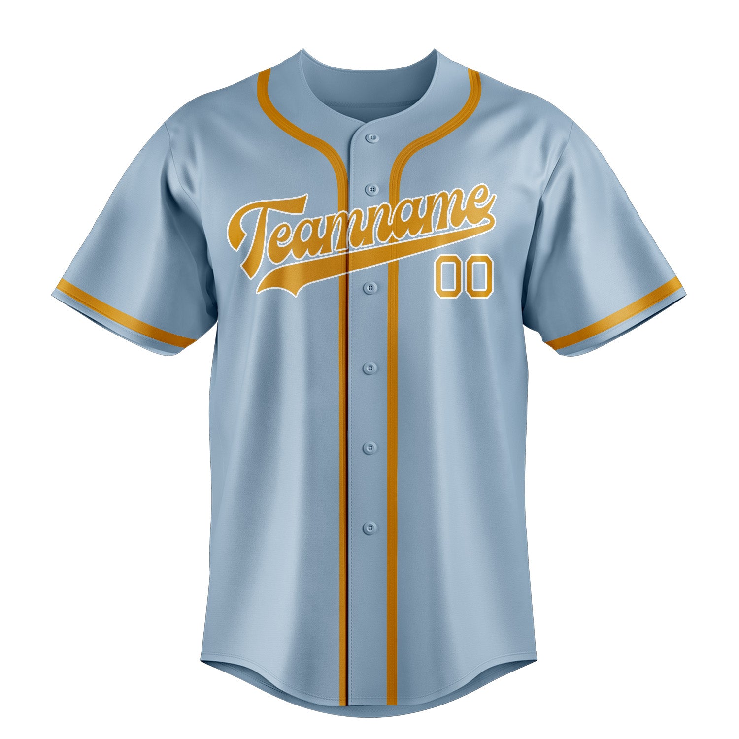 Custom Light Blue Yellow Baseball Jersey