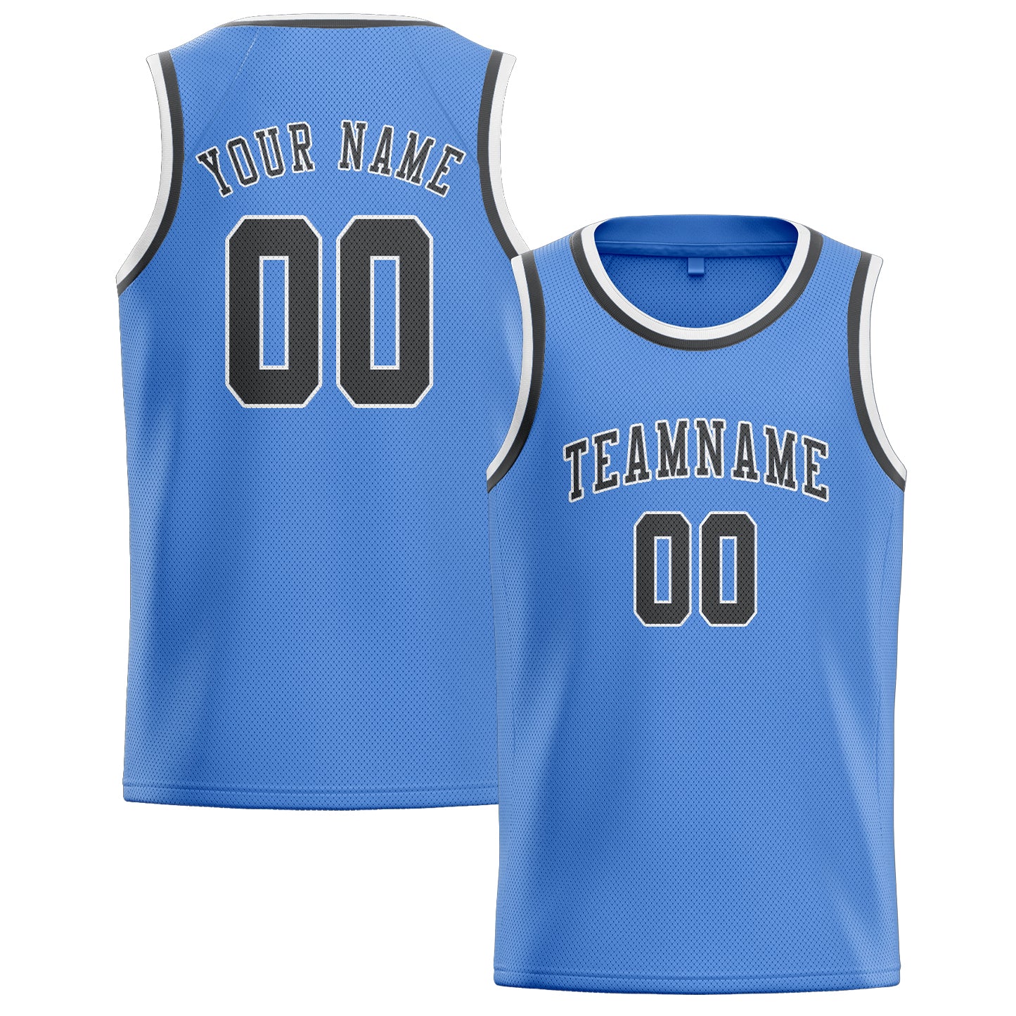 Custom Light Blue Dark Grey Basketball Jersey