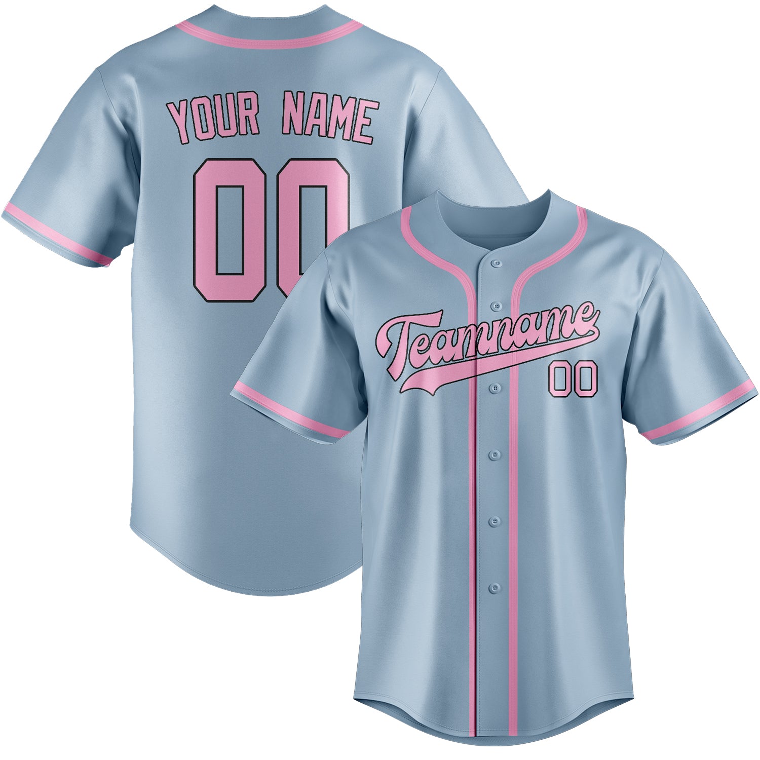 Custom Light Blue Light Pink Baseball Jersey