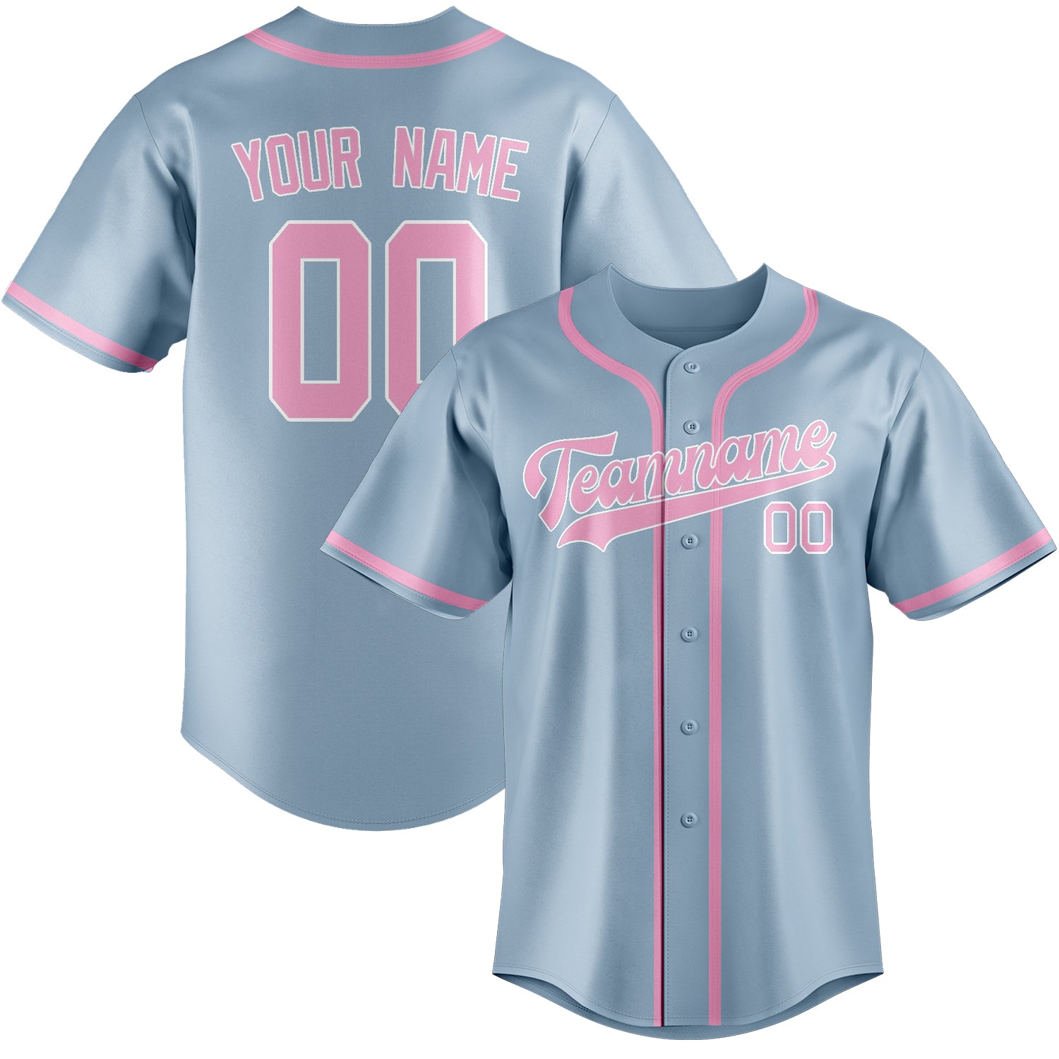 Custom Light Blue Light Pink Baseball Jersey