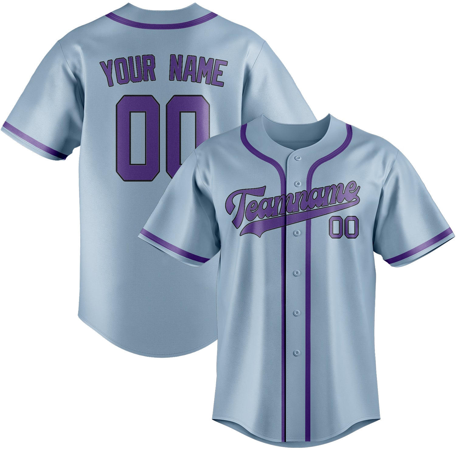 Custom Light Blue Light Purple Baseball Jersey