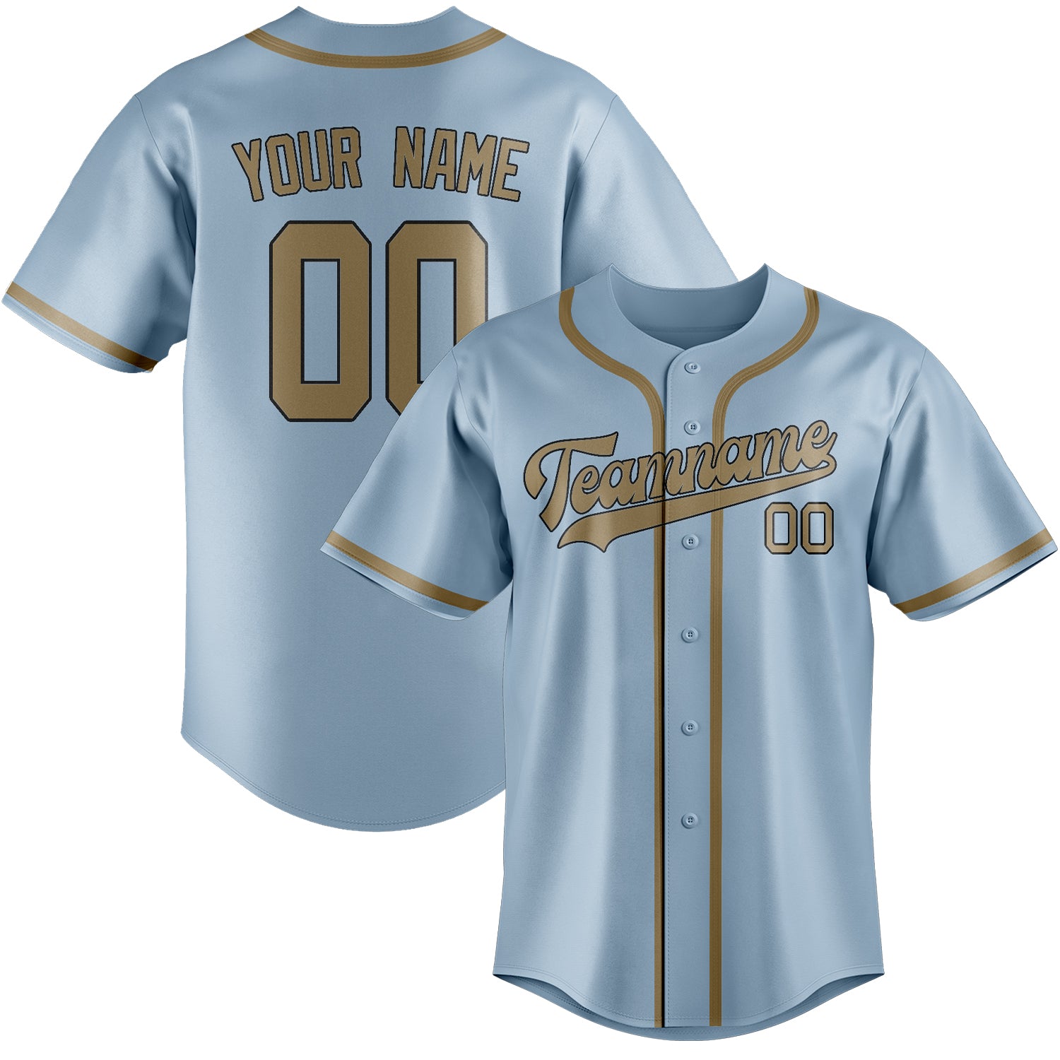 Custom Light Blue Light Khaki Baseball Jersey