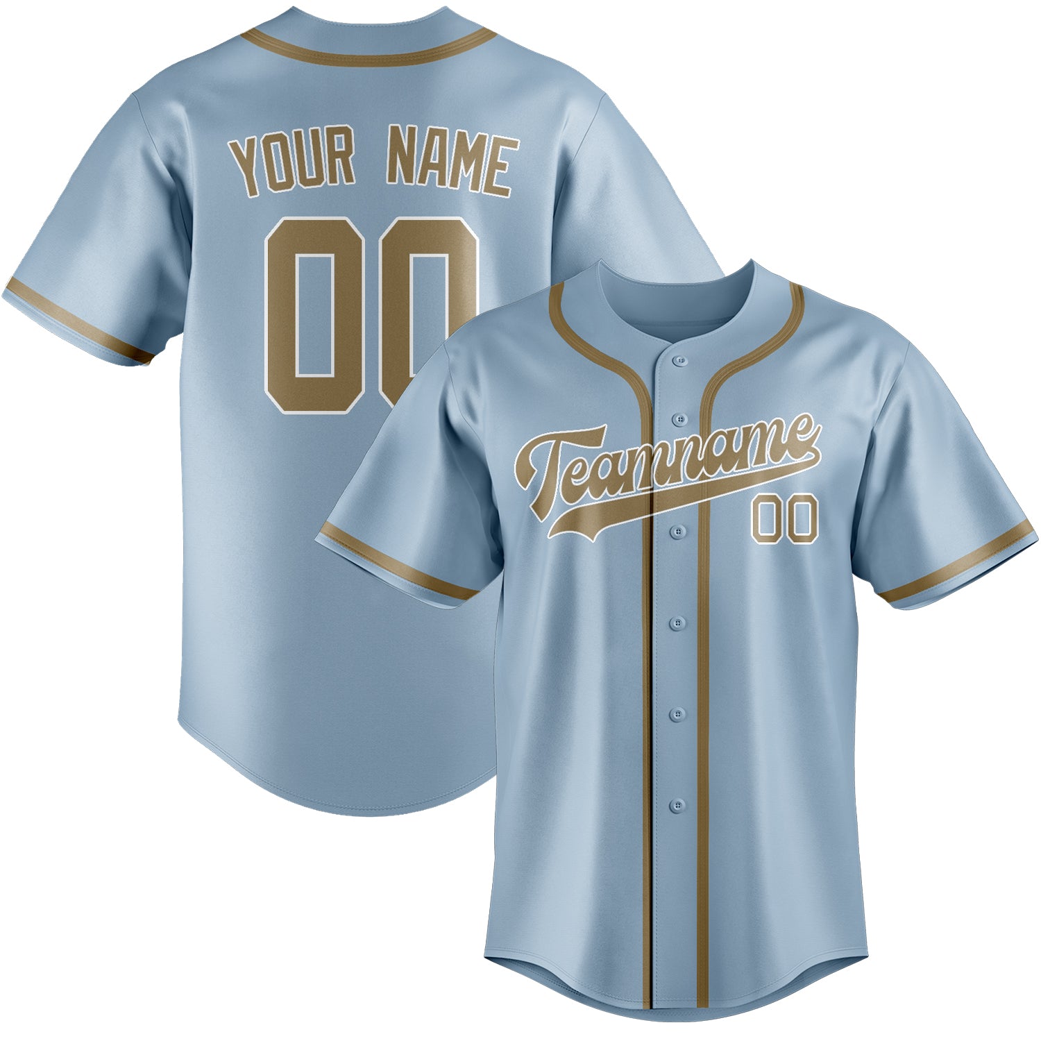 Custom Light Blue Light Khaki Baseball Jersey