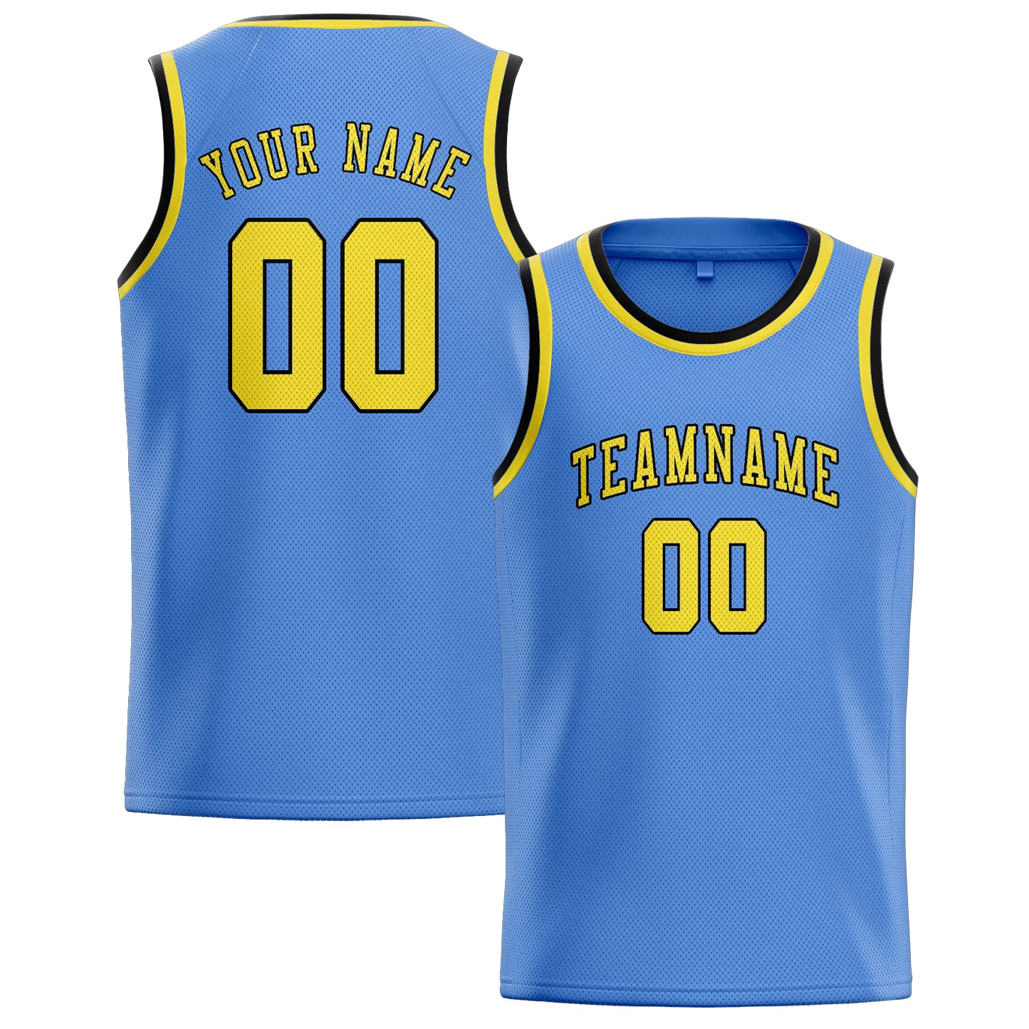 Custom Light Blue Light Yellow Basketball Jersey