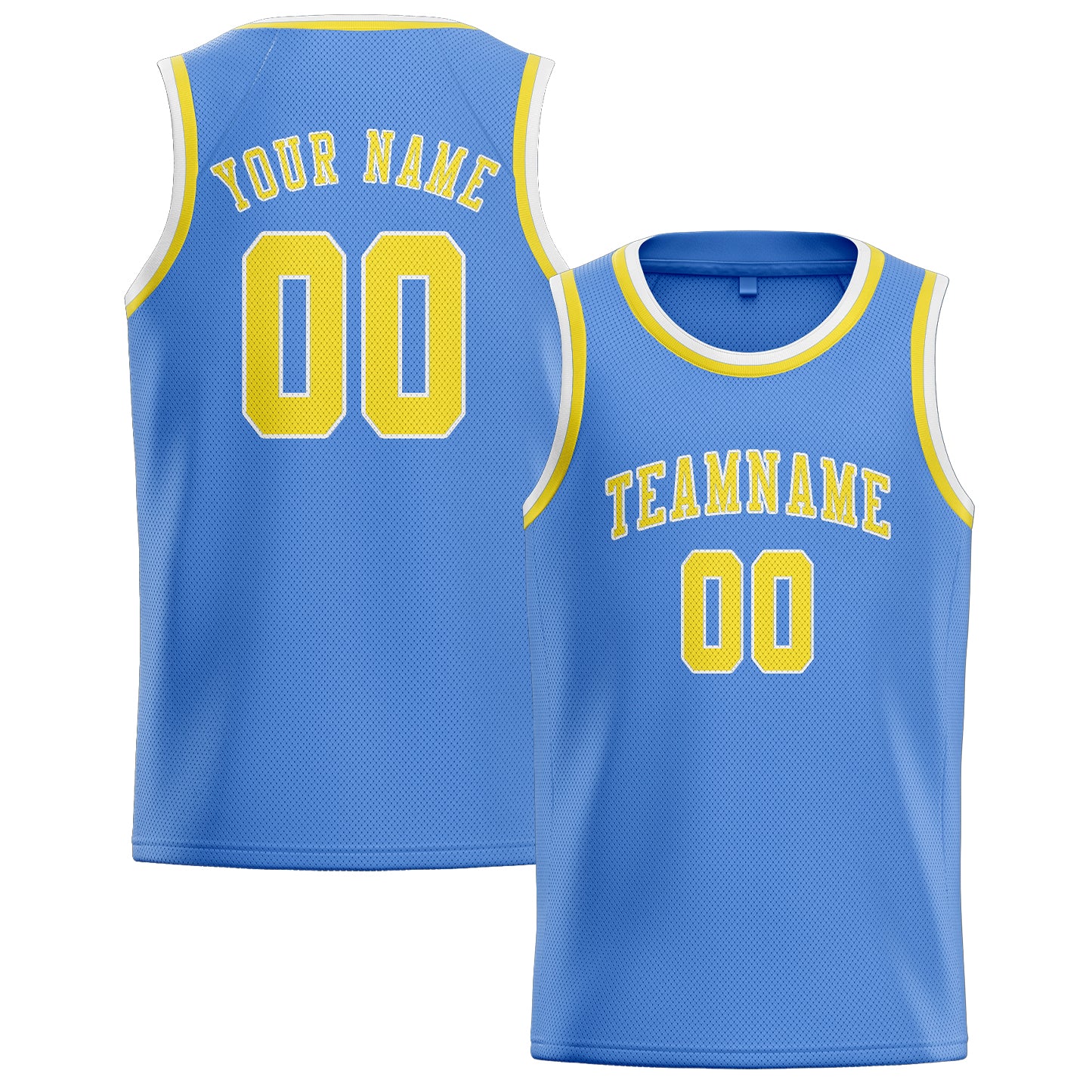 Custom Light Blue Light Yellow Basketball Jersey