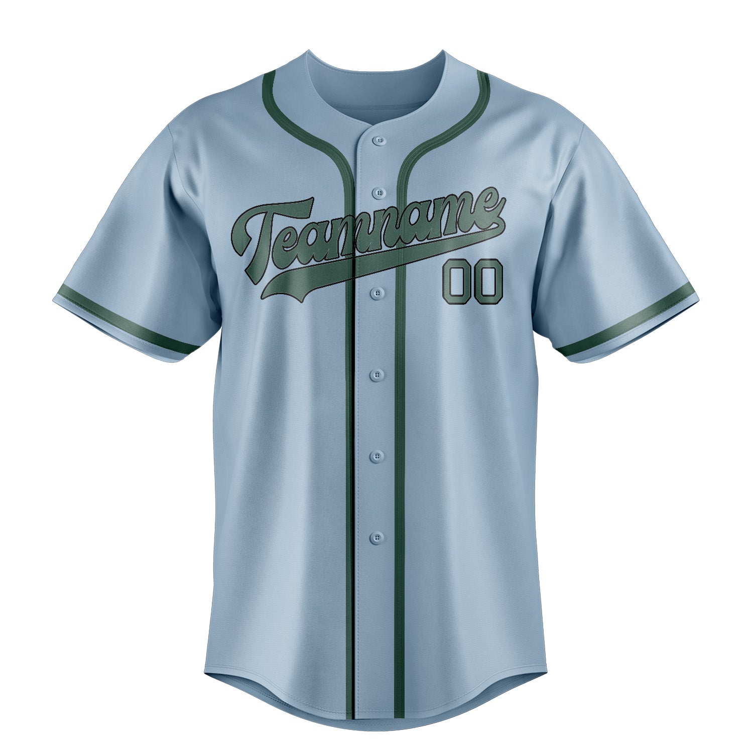 Custom Light Blue Blue Green Baseball Jersey